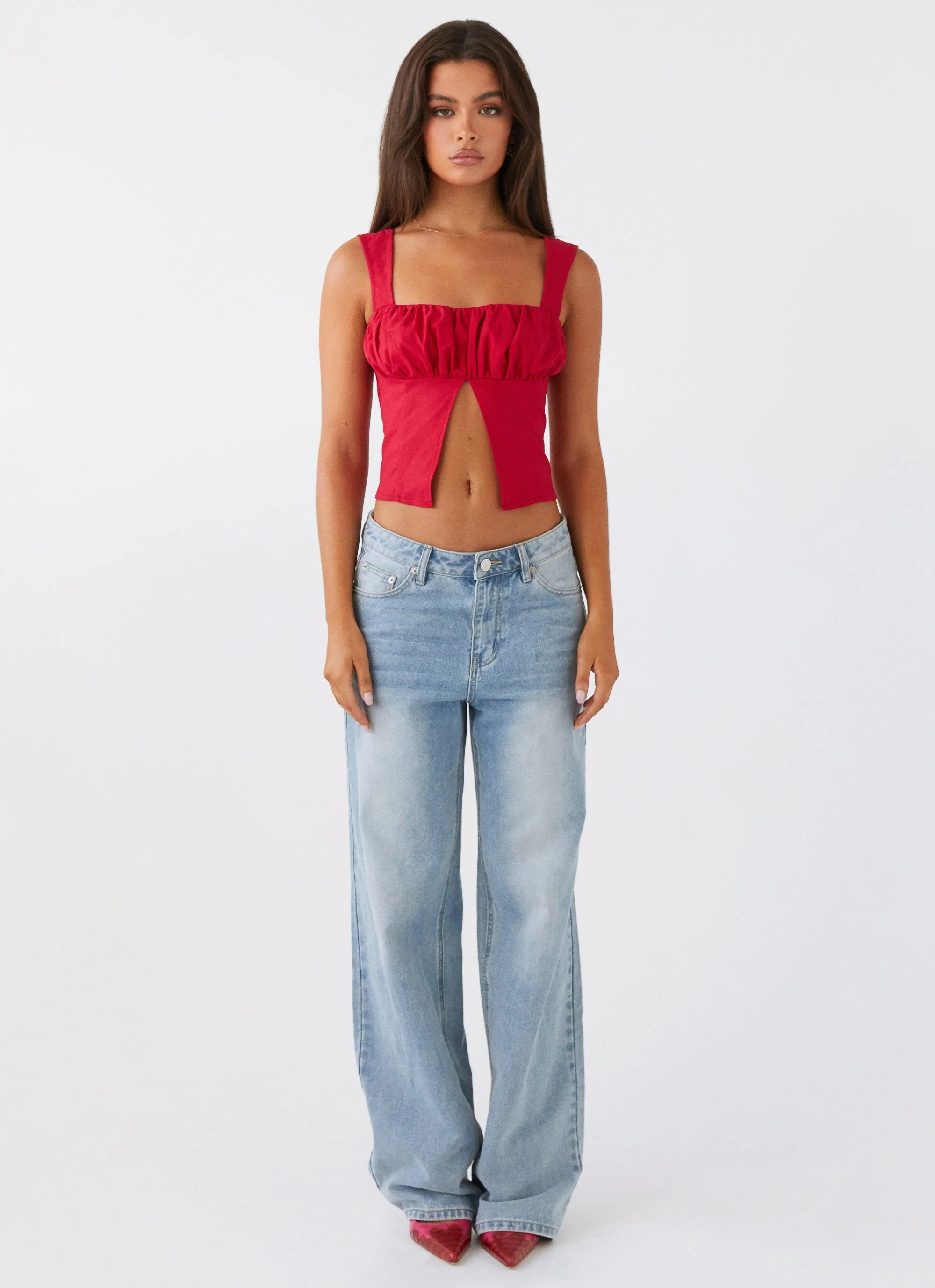 A Poet's Notes Linen Top - Red - Image 2