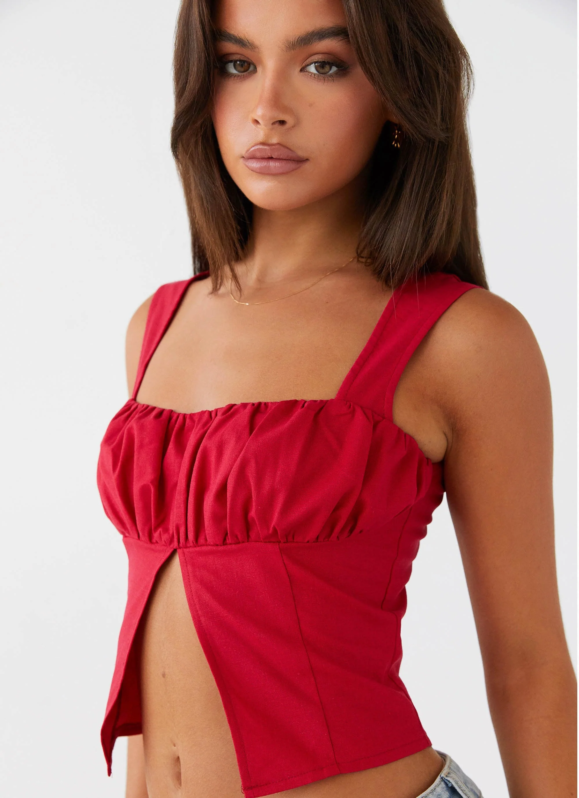 A Poet's Notes Linen Top - Red - Image 5