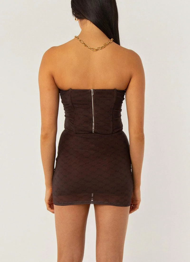 Abbie Print Mini Skirt - Chocolate Monogram - Image 5
