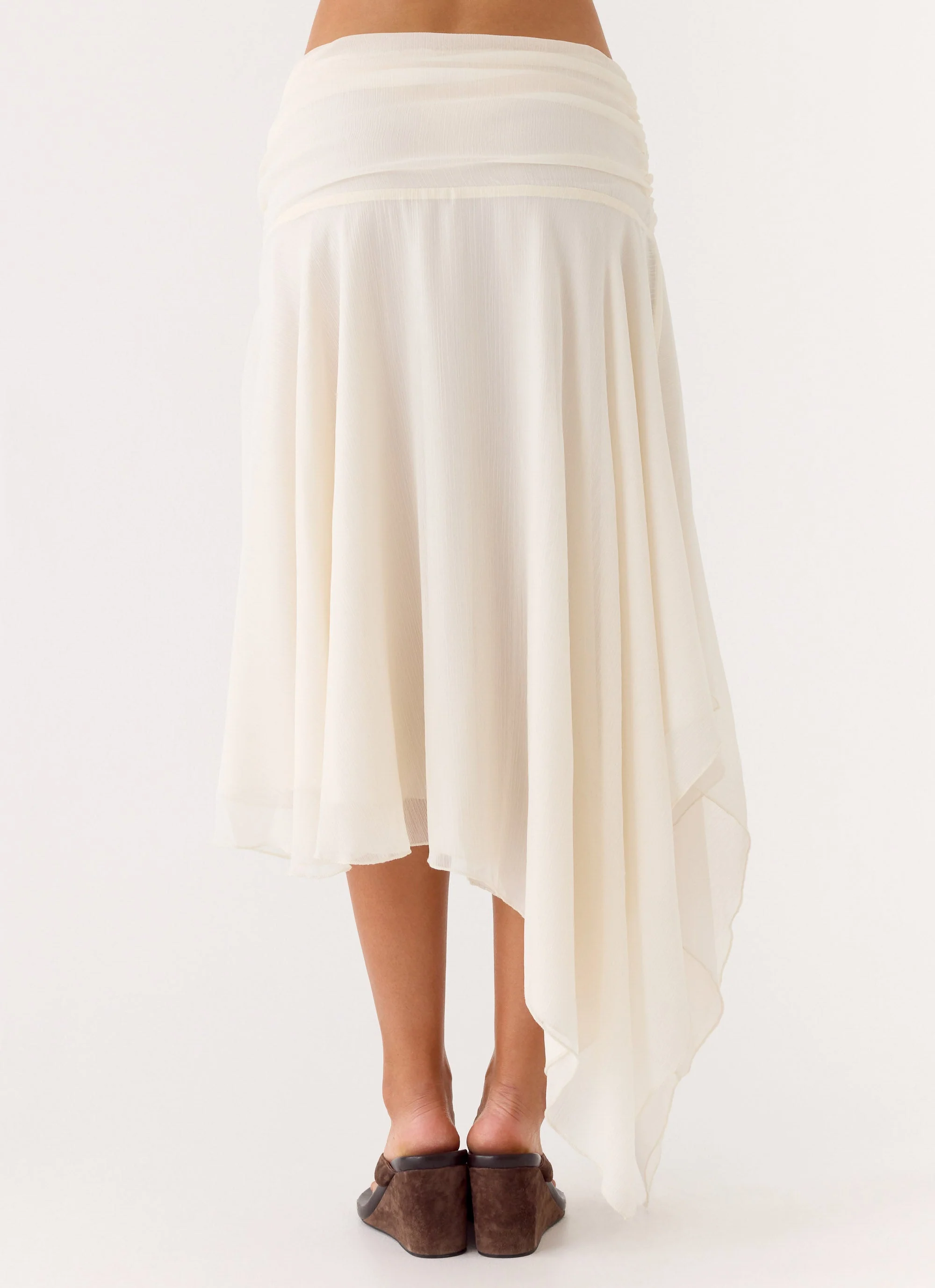Abeda Asymmetrical Midi Skirt - Ivory - Image 3