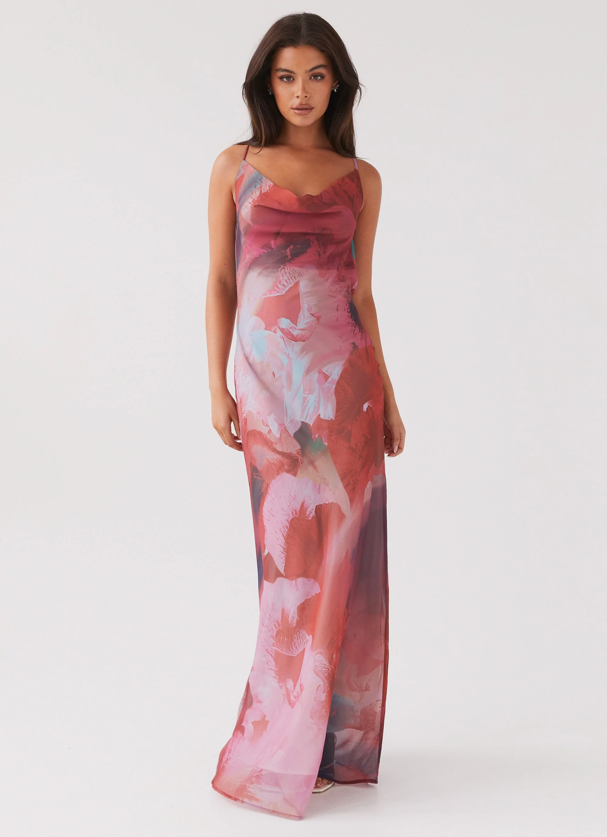 Abigail Cowl Maxi Dress - Scarlet Burst - Image 4