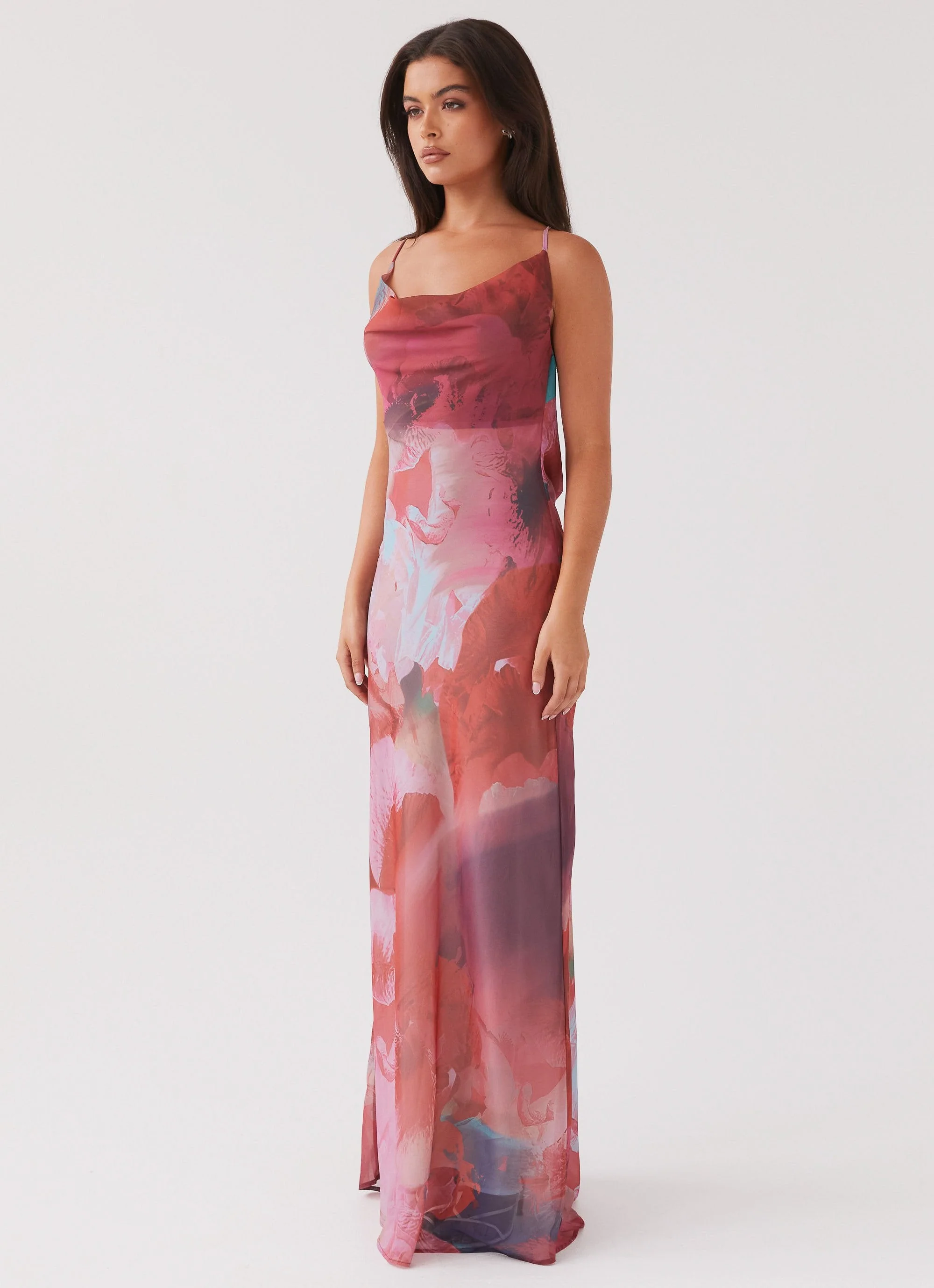 Abigail Cowl Maxi Dress - Scarlet Burst - Image 5