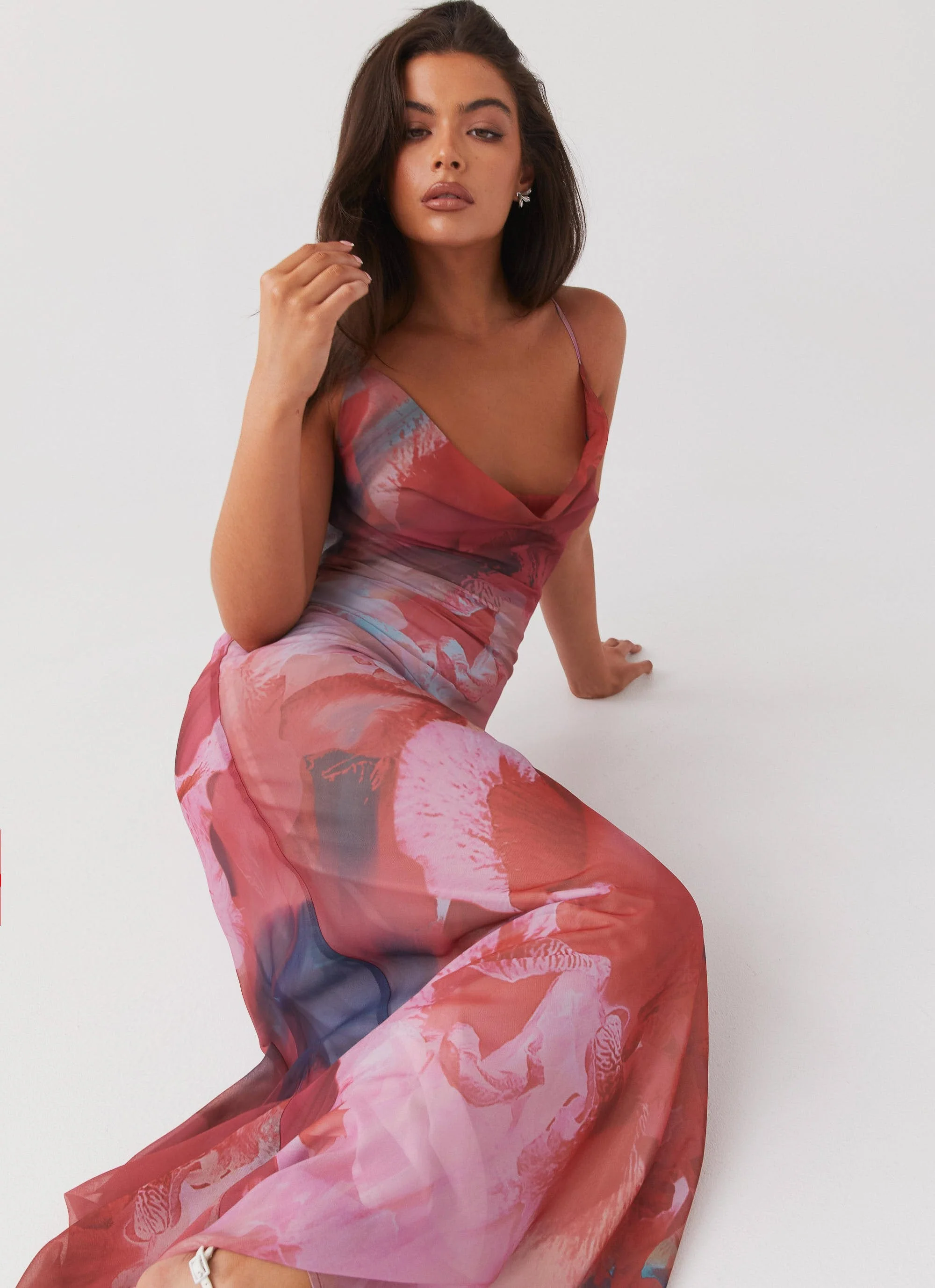 Abigail Cowl Maxi Dress - Scarlet Burst - Image 8