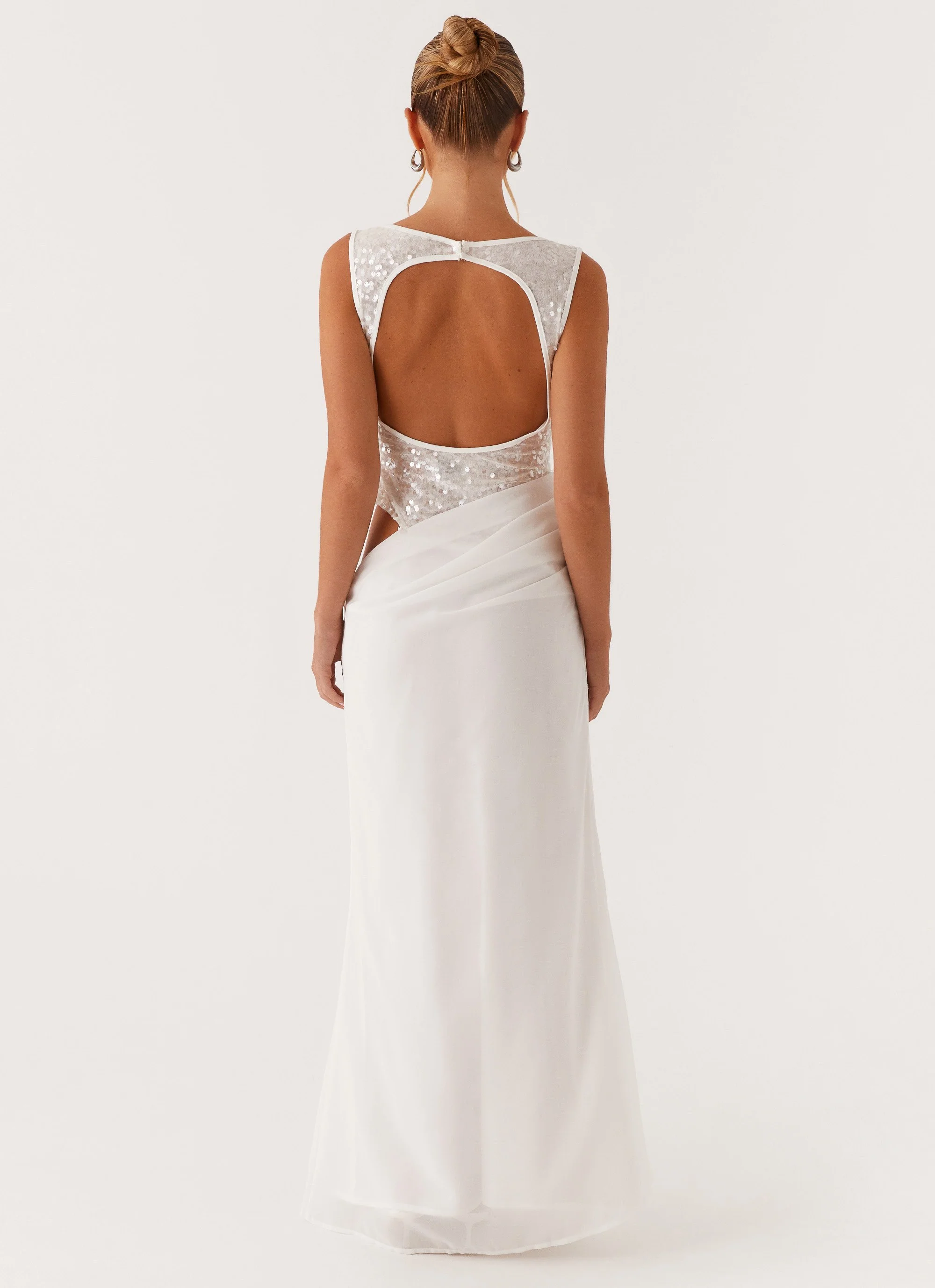 Above Ground Sequin Maxi Dress - White - Image 4