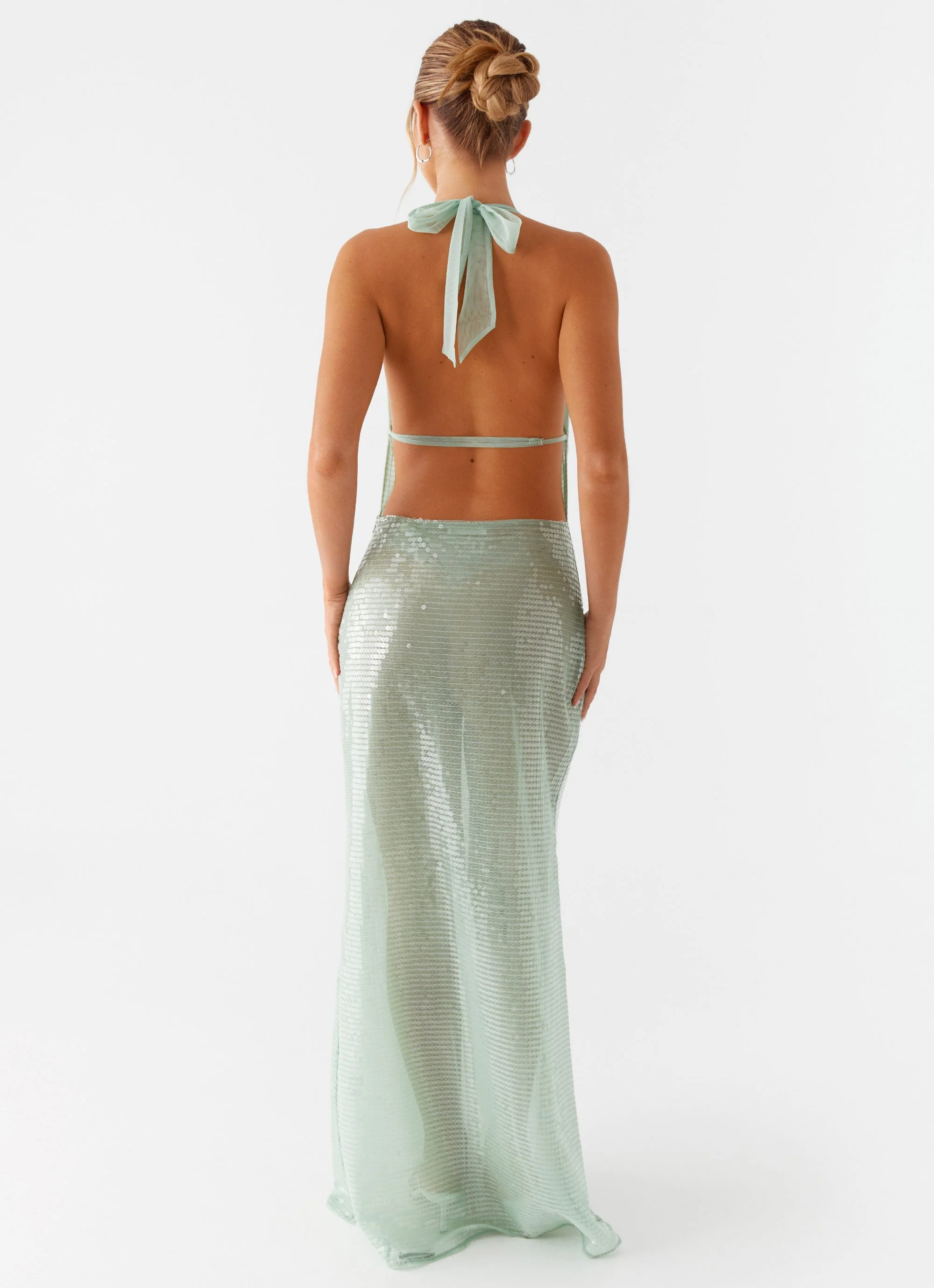 Above the Clouds Cowl Maxi Dress - Green - Image 6