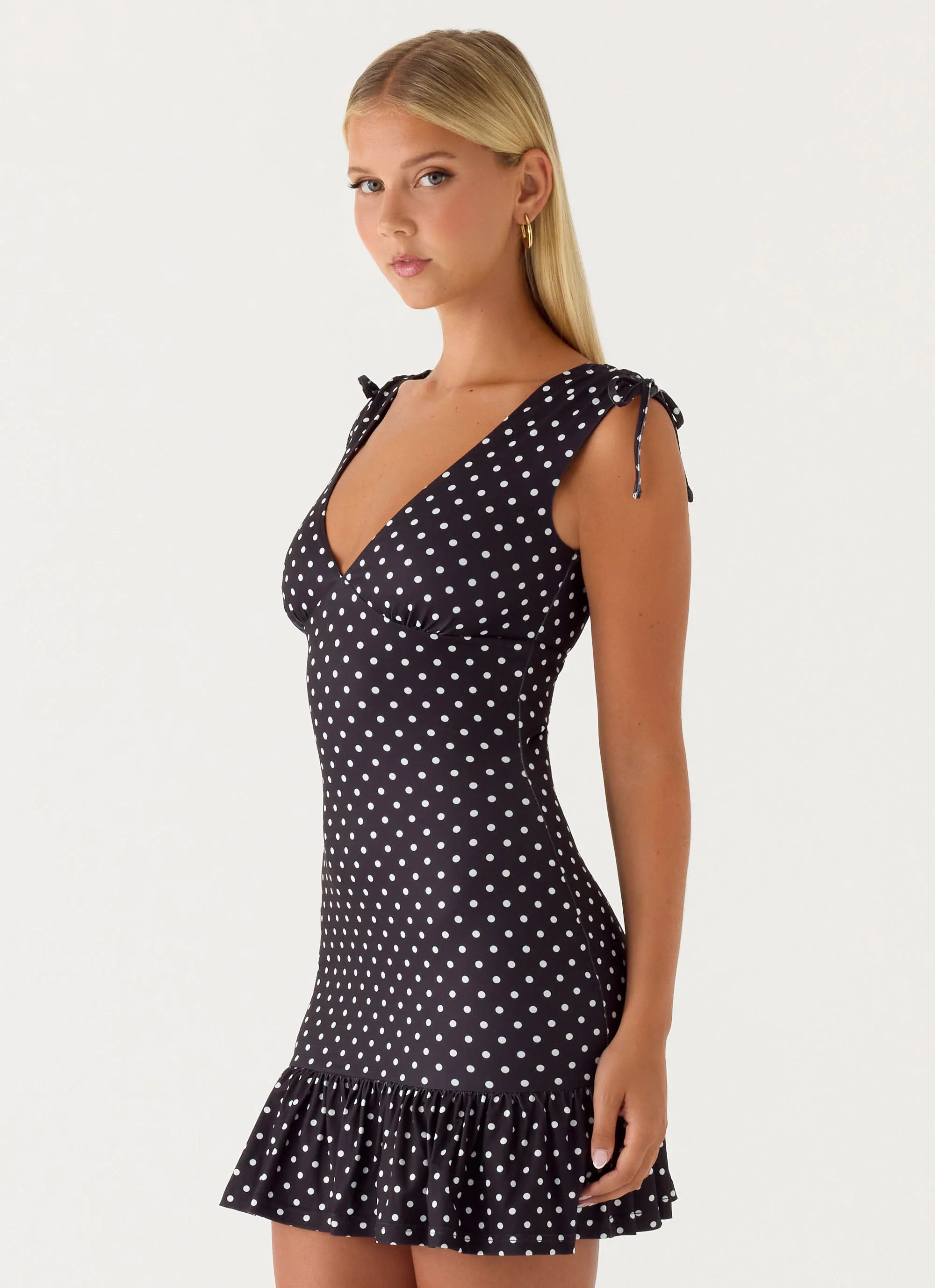 Acacia Mini Dress - Black Polkadot - Image 4