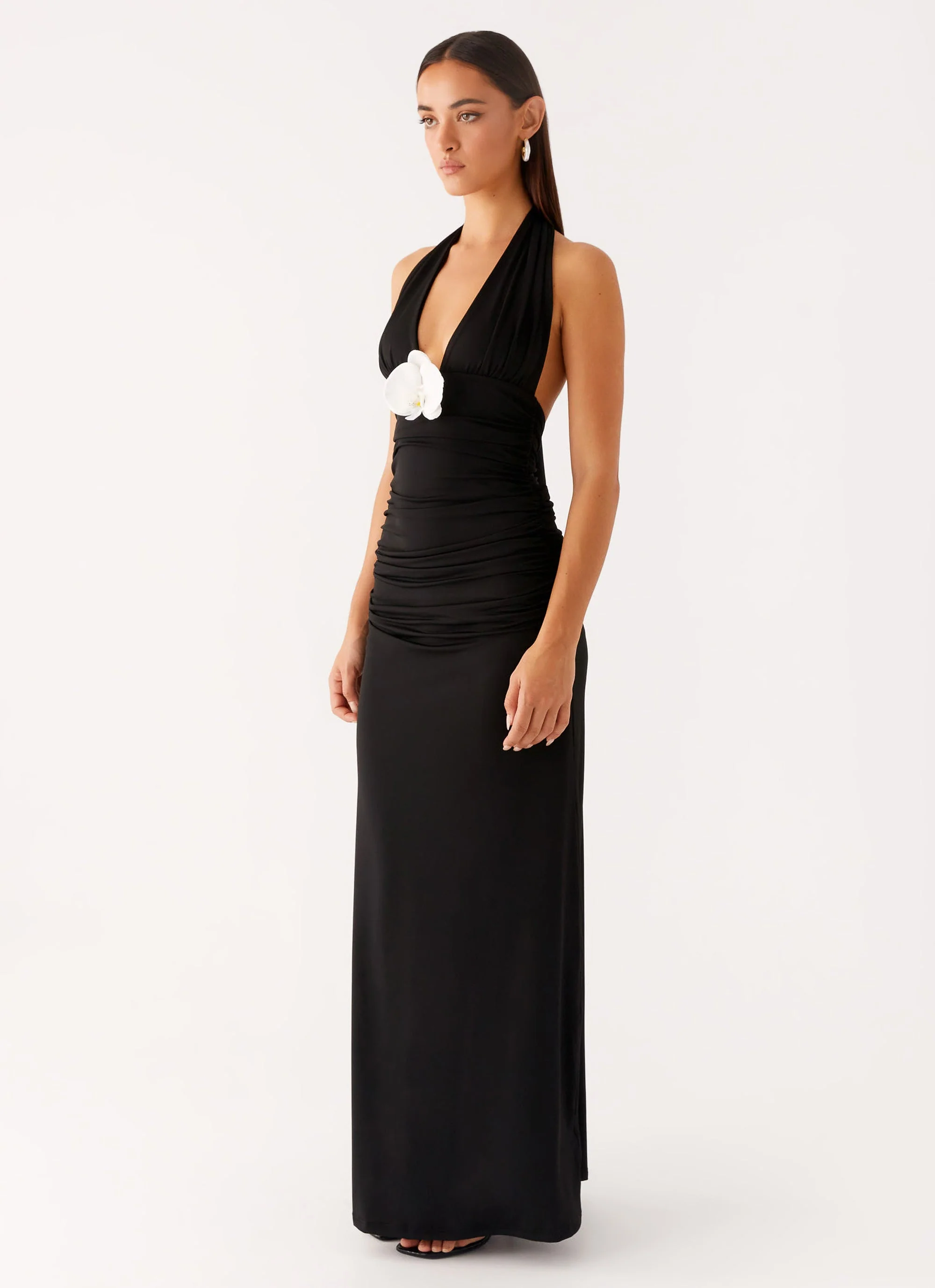 Adalie Halter Neck Midi Dress - Black - Image 5
