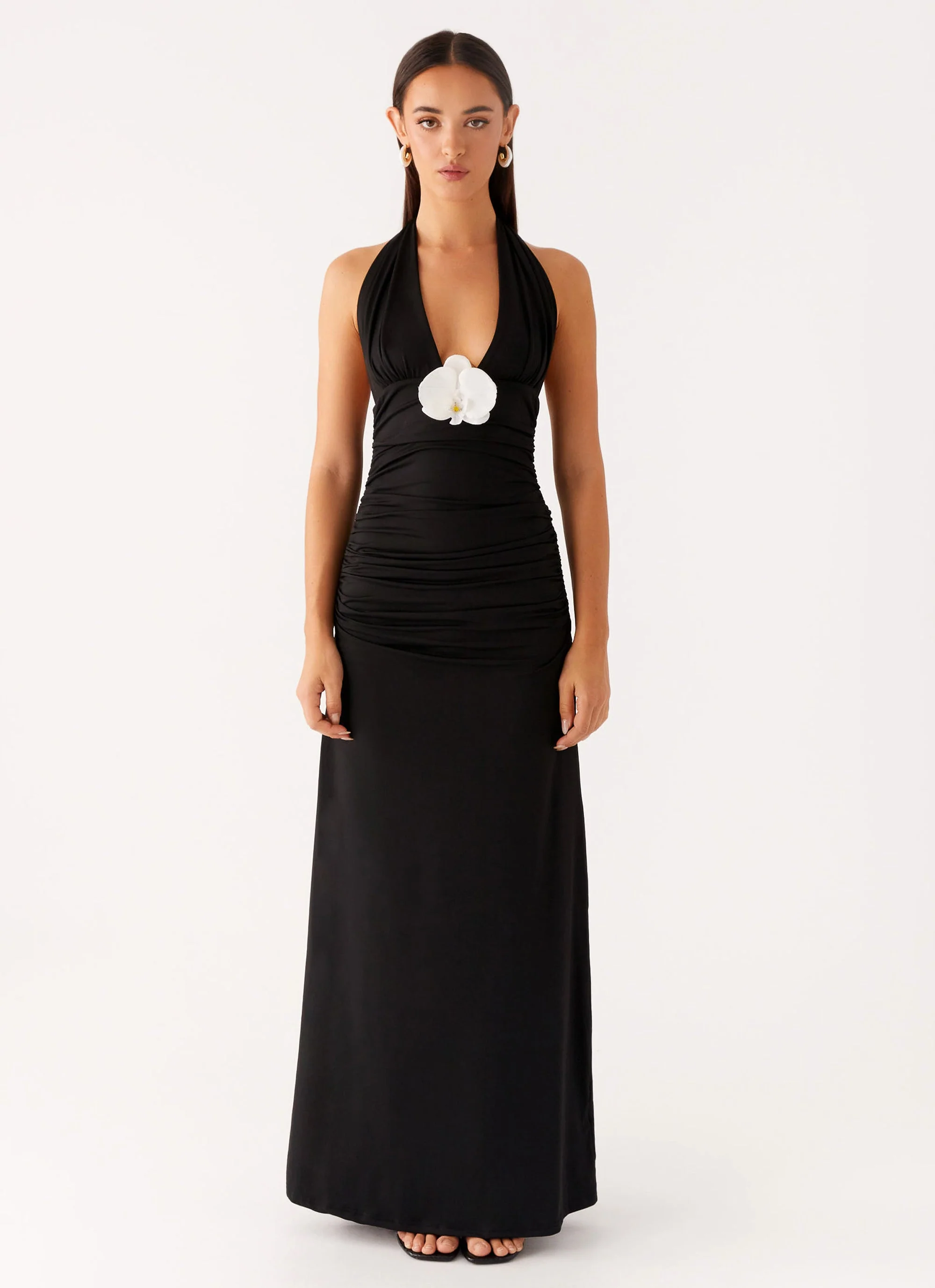 Adalie Halter Neck Midi Dress - Black - Image 6