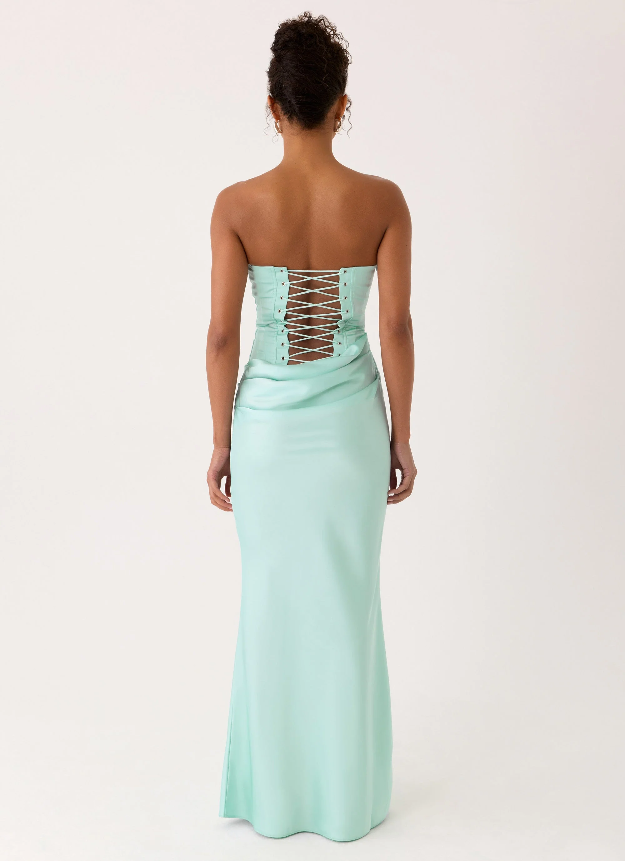 Adara Corset Maxi Dress - Aqua - Image 4