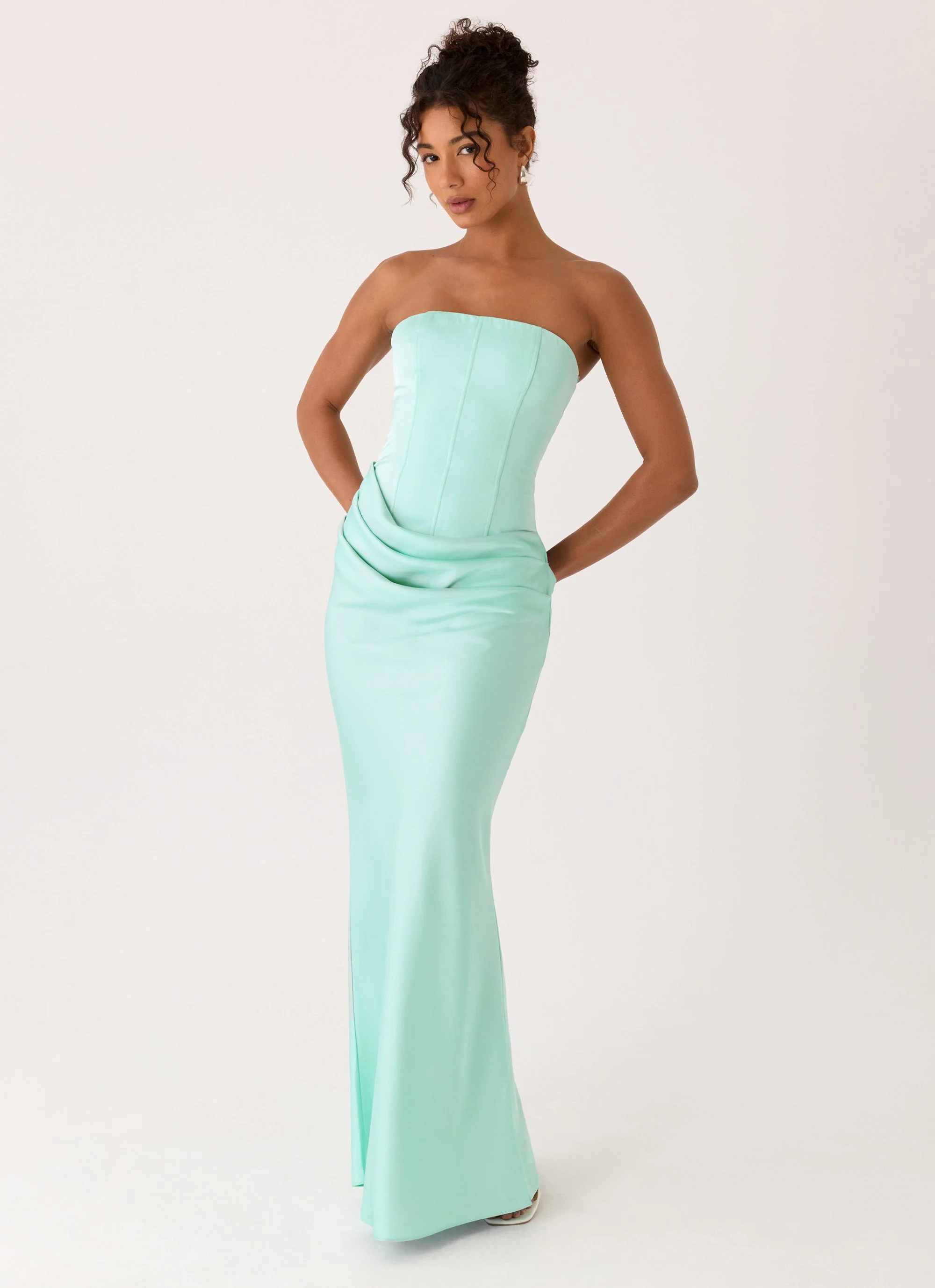 Adara Corset Maxi Dress - Aqua - Image 6