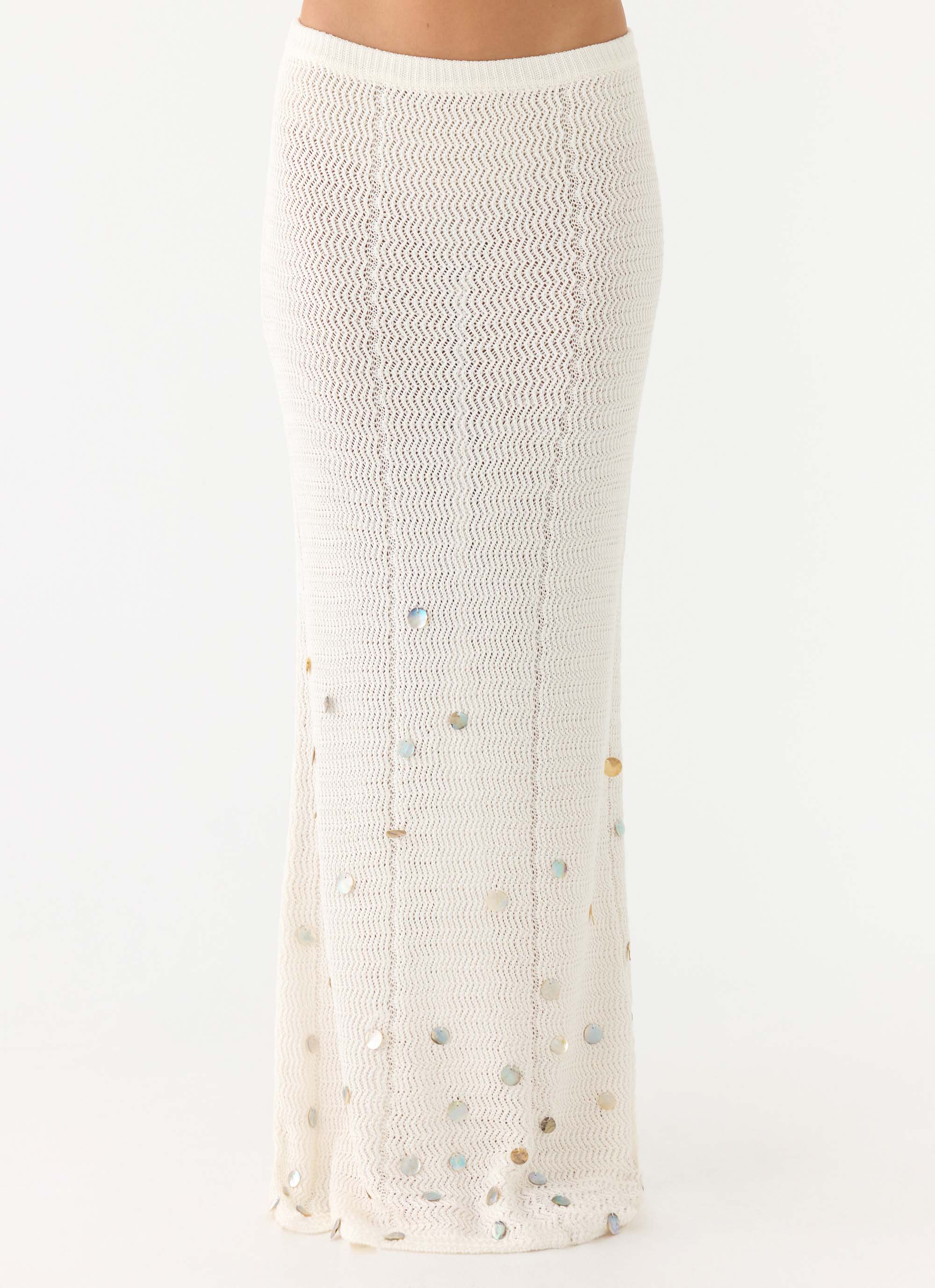 Adelaida Beaded Crochet Maxi Skirt - Ivory - Image 5