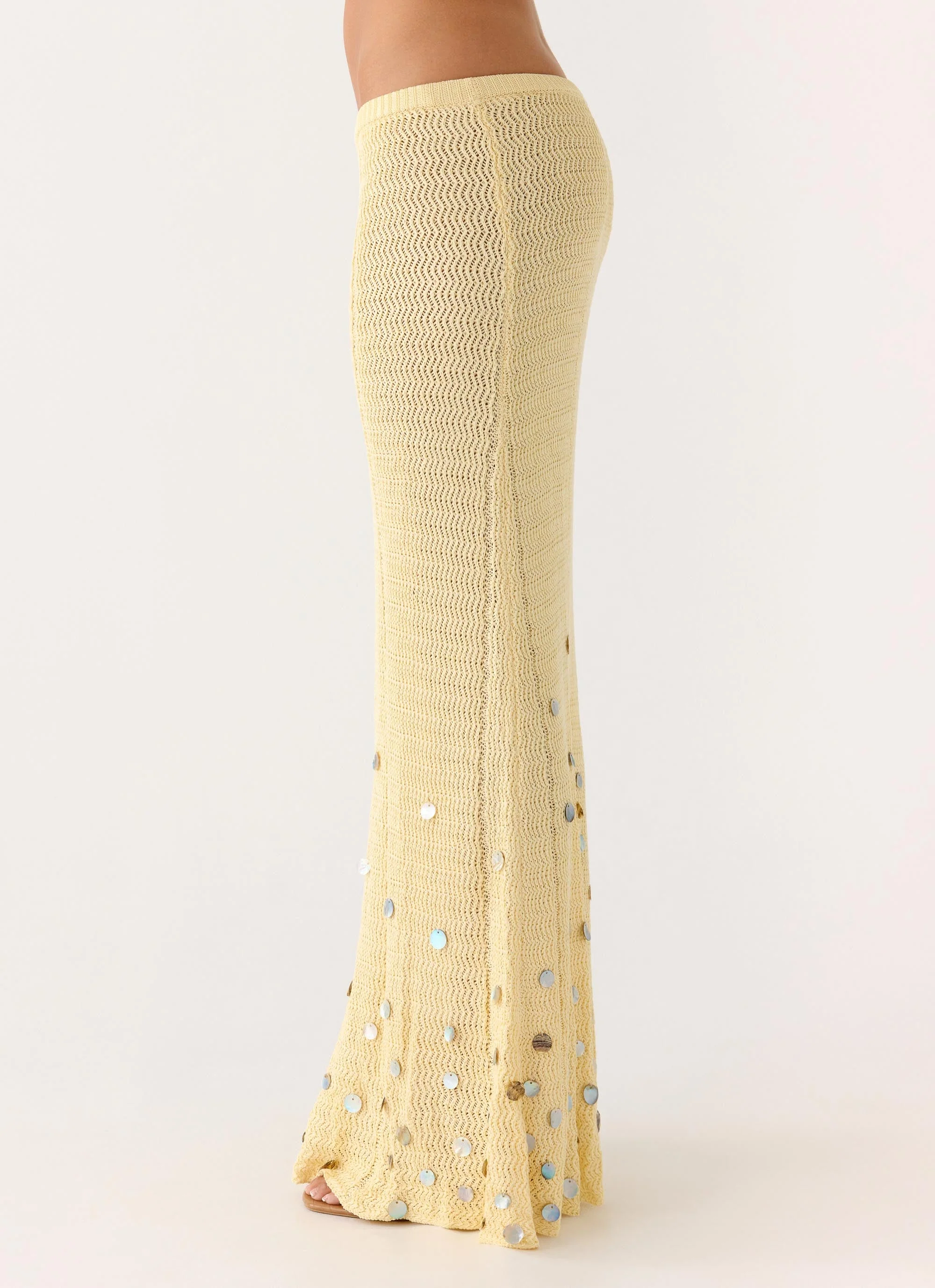 Adelaida Beaded Crochet Maxi Skirt - Yellow - Image 4