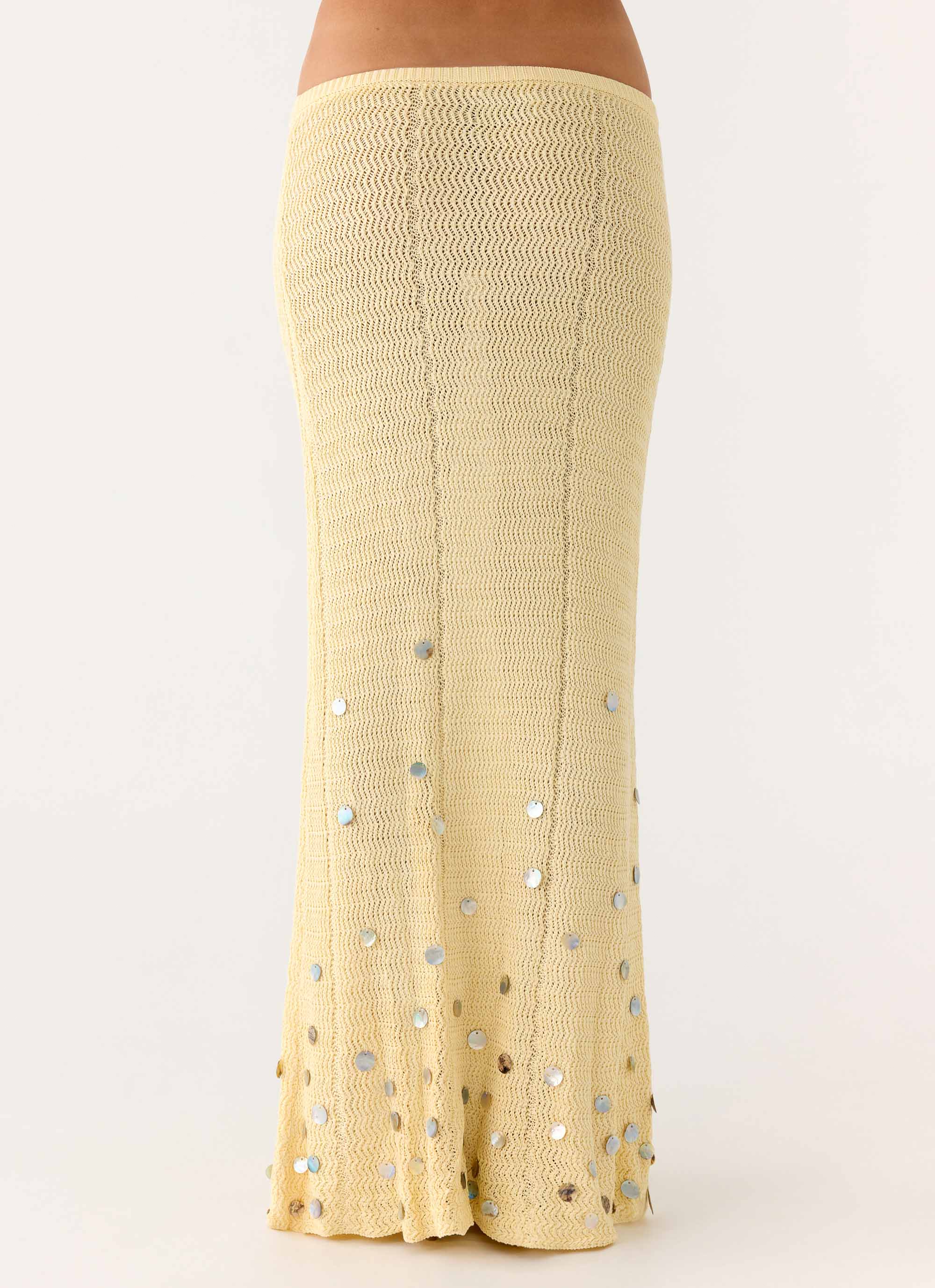 Adelaida Beaded Crochet Maxi Skirt - Yellow - Image 5