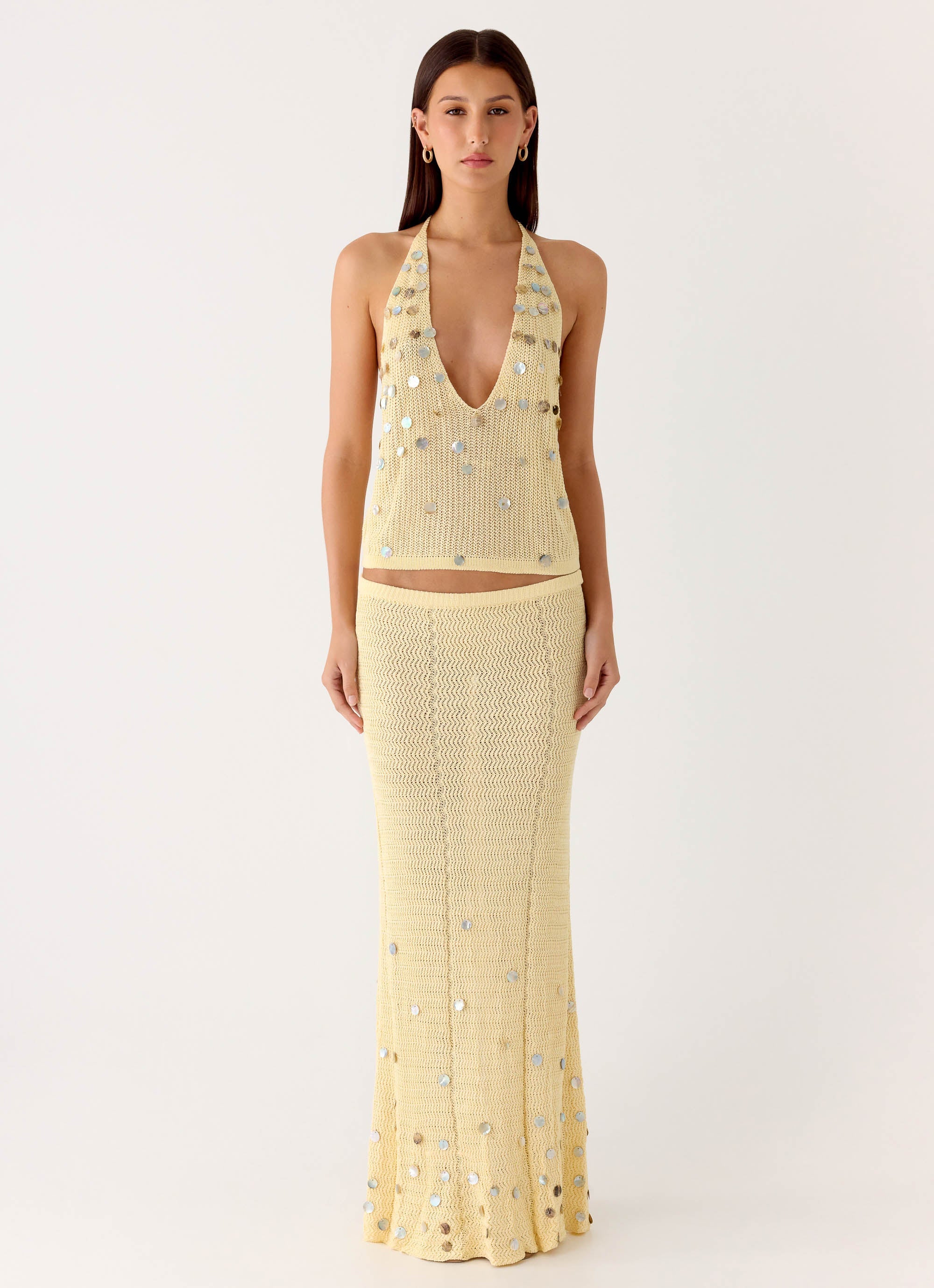 Adelaida Beaded Crochet Maxi Skirt - Yellow - Image 6