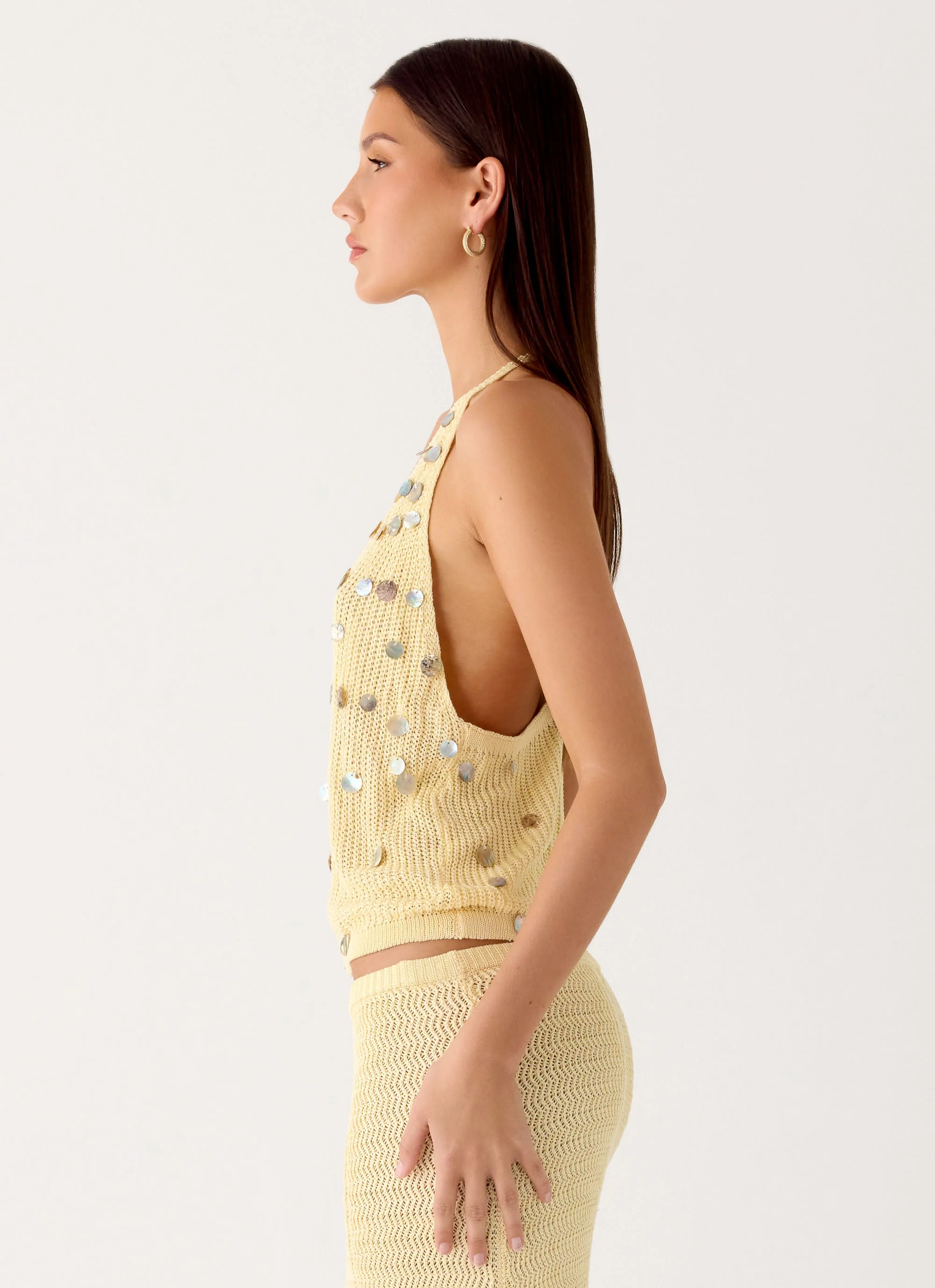 Adelaida Beaded Crochet Top - Yellow - Image 6