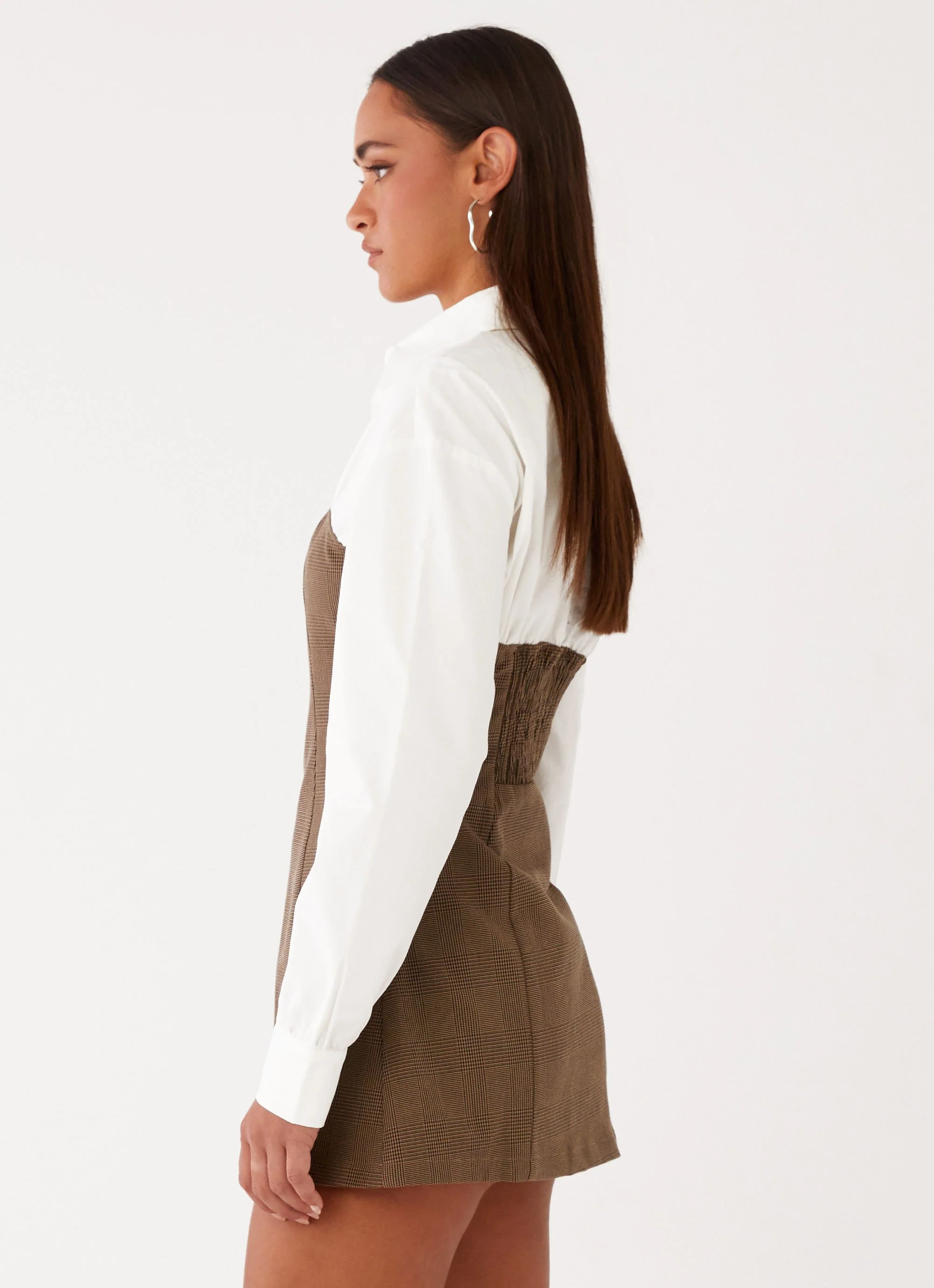Adelaide Shirt Mini Dress - Brown - Image 3
