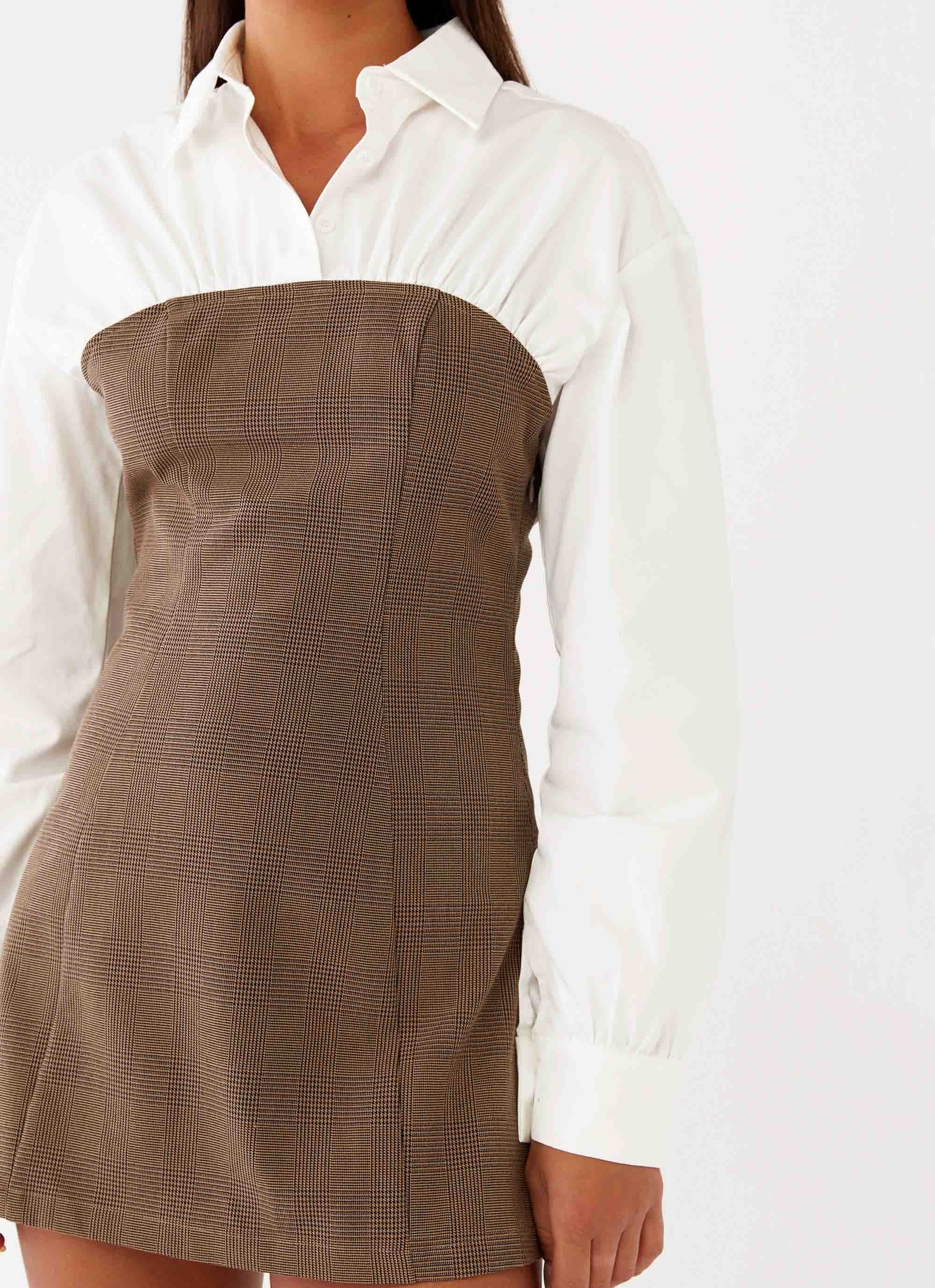 Adelaide Shirt Mini Dress - Brown - Image 6