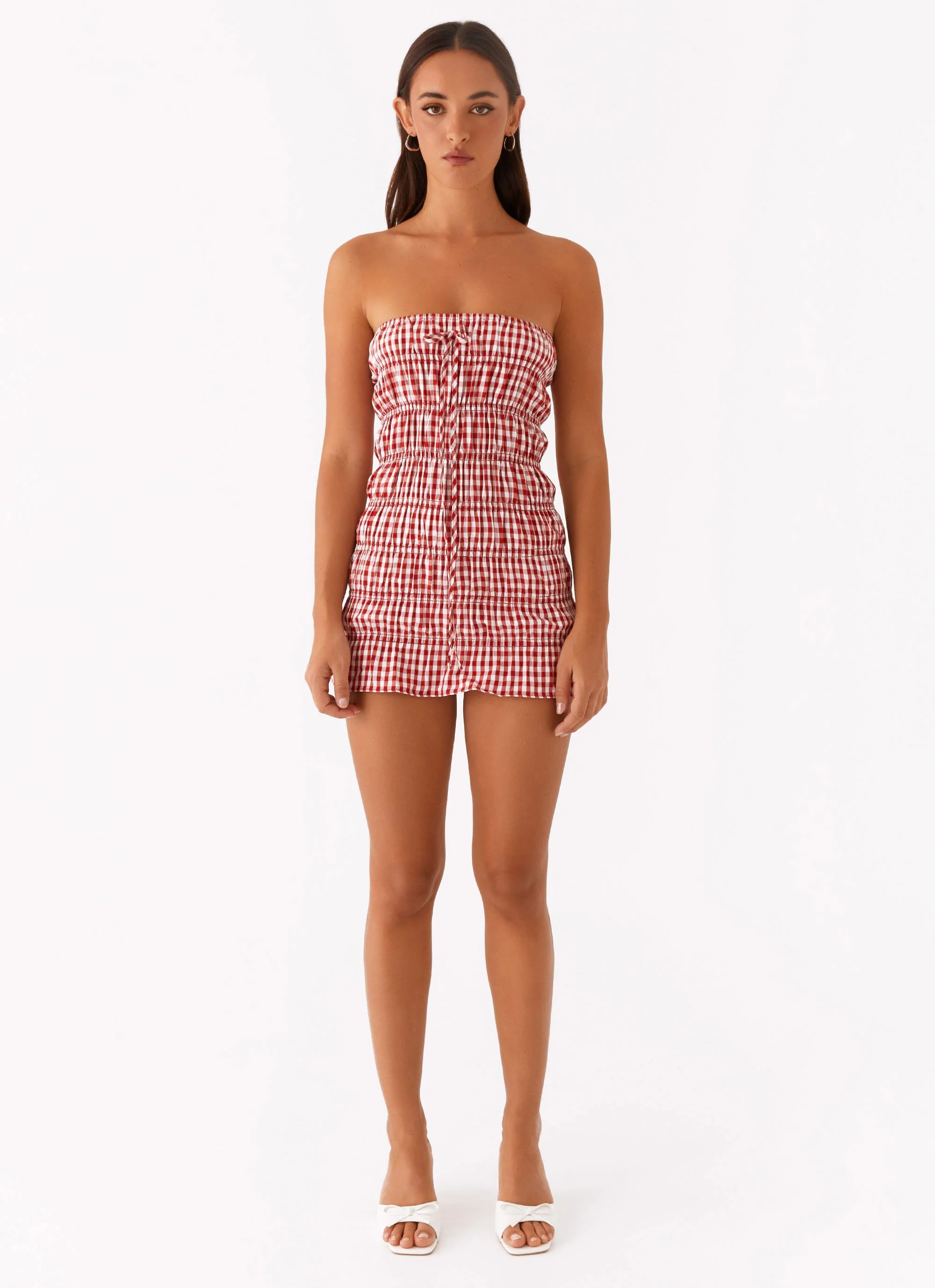 Adele Mini Dress - Red Gingham - Image 2