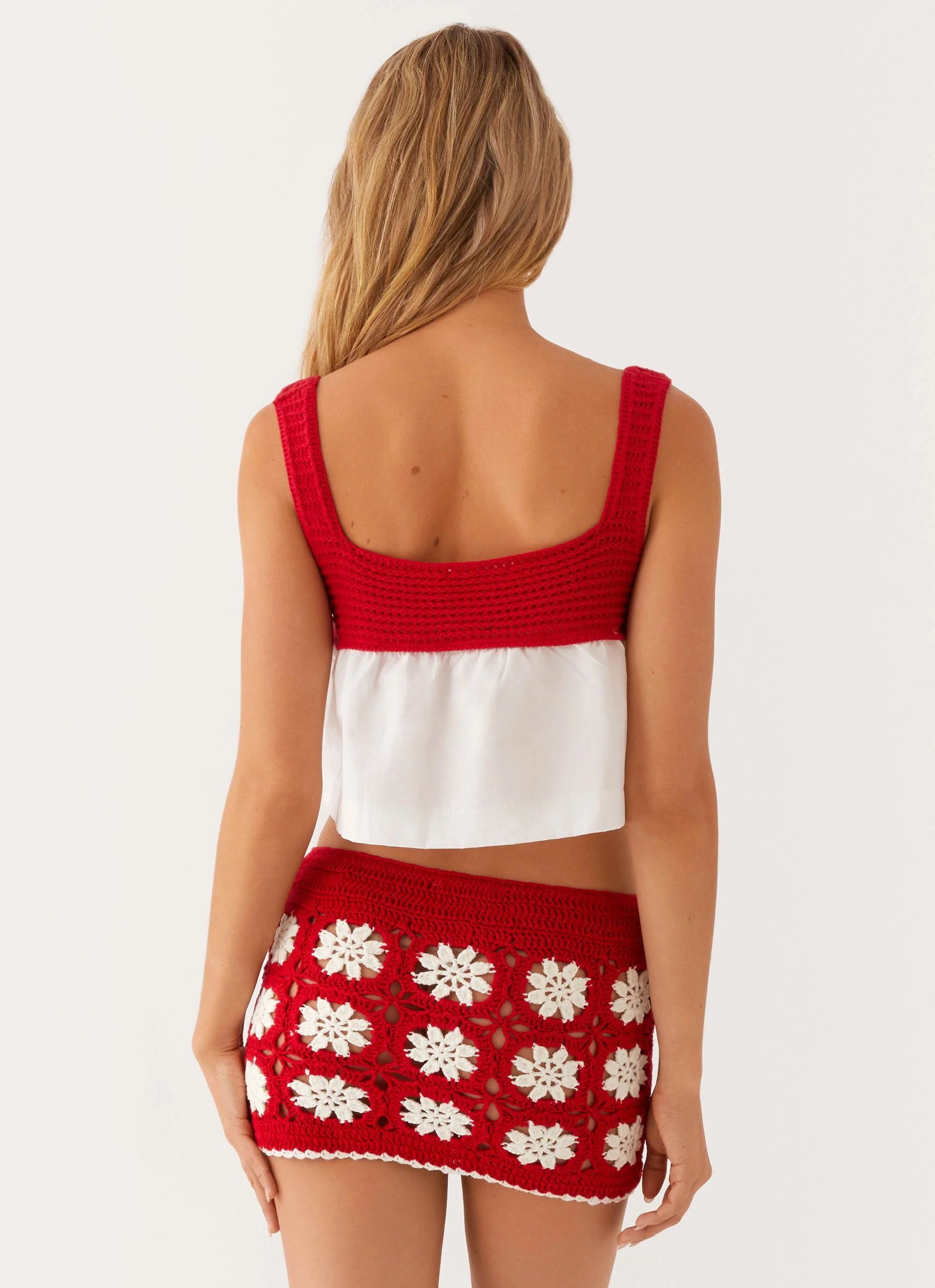 Adore You Crochet Babydoll Top - Red - Image 5