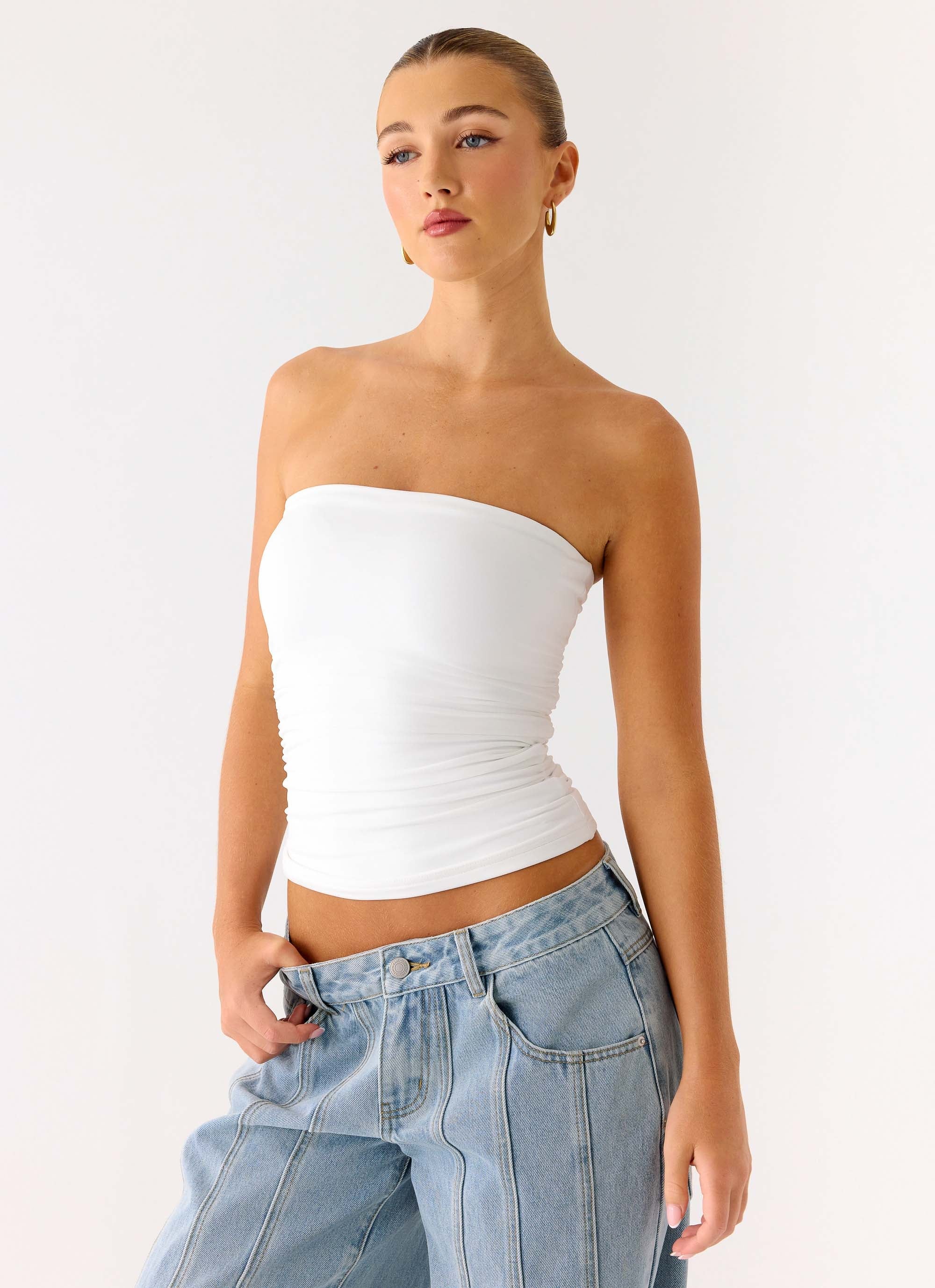 Adrienna Strapless Top - White - Image 6