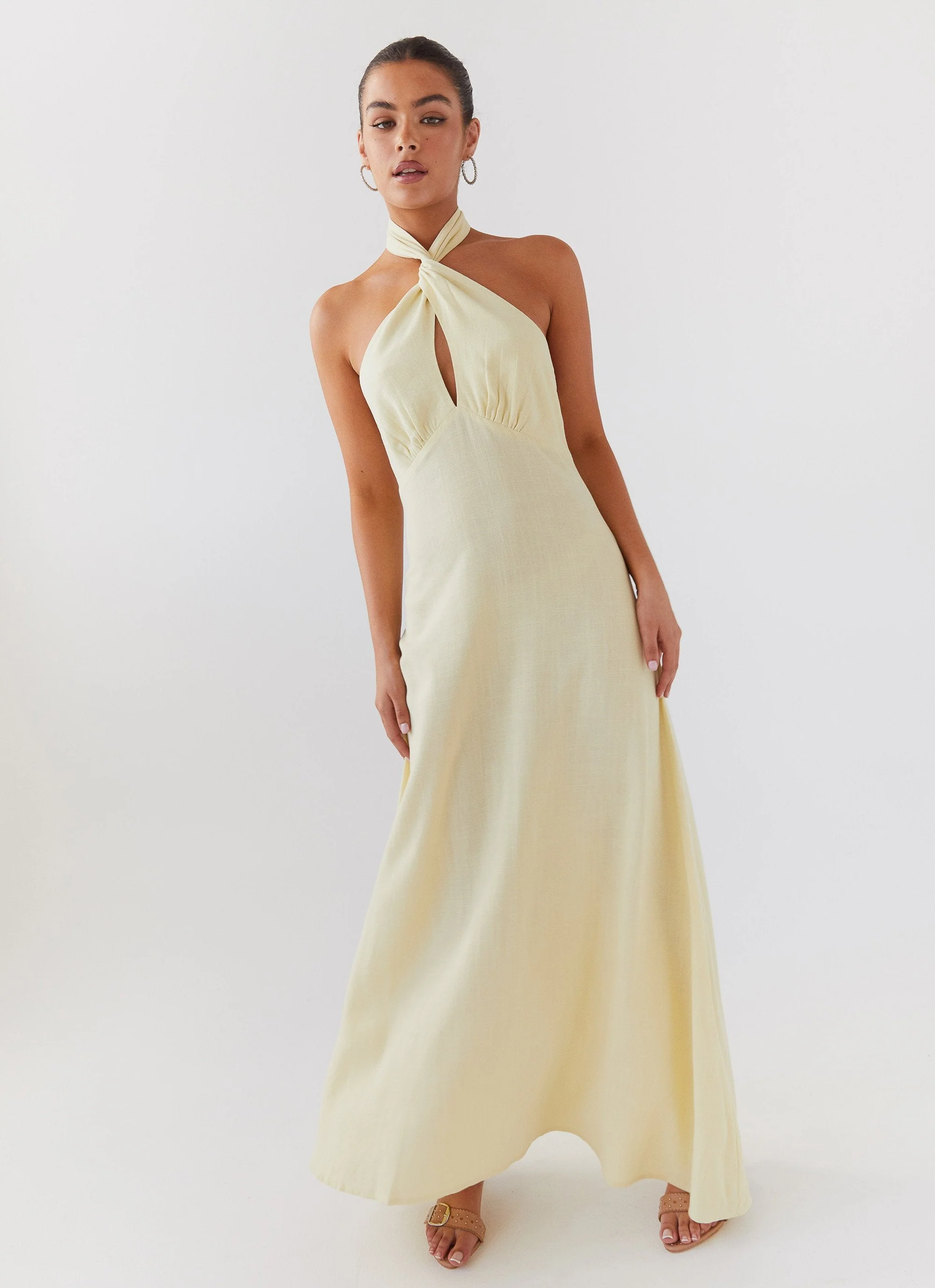 Adrienne Linen Maxi Dress - Lemon - Image 5