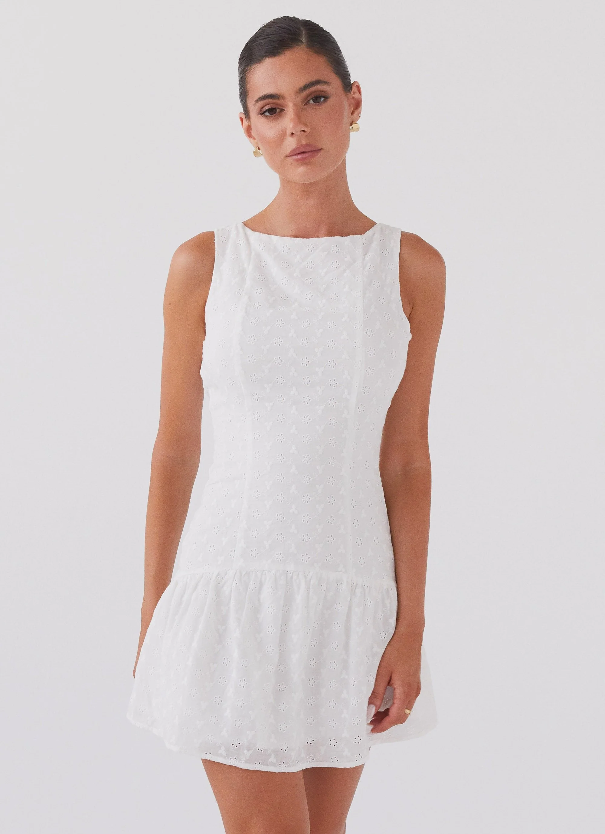 Adyson Broderie Mini Dress - White - Image 3