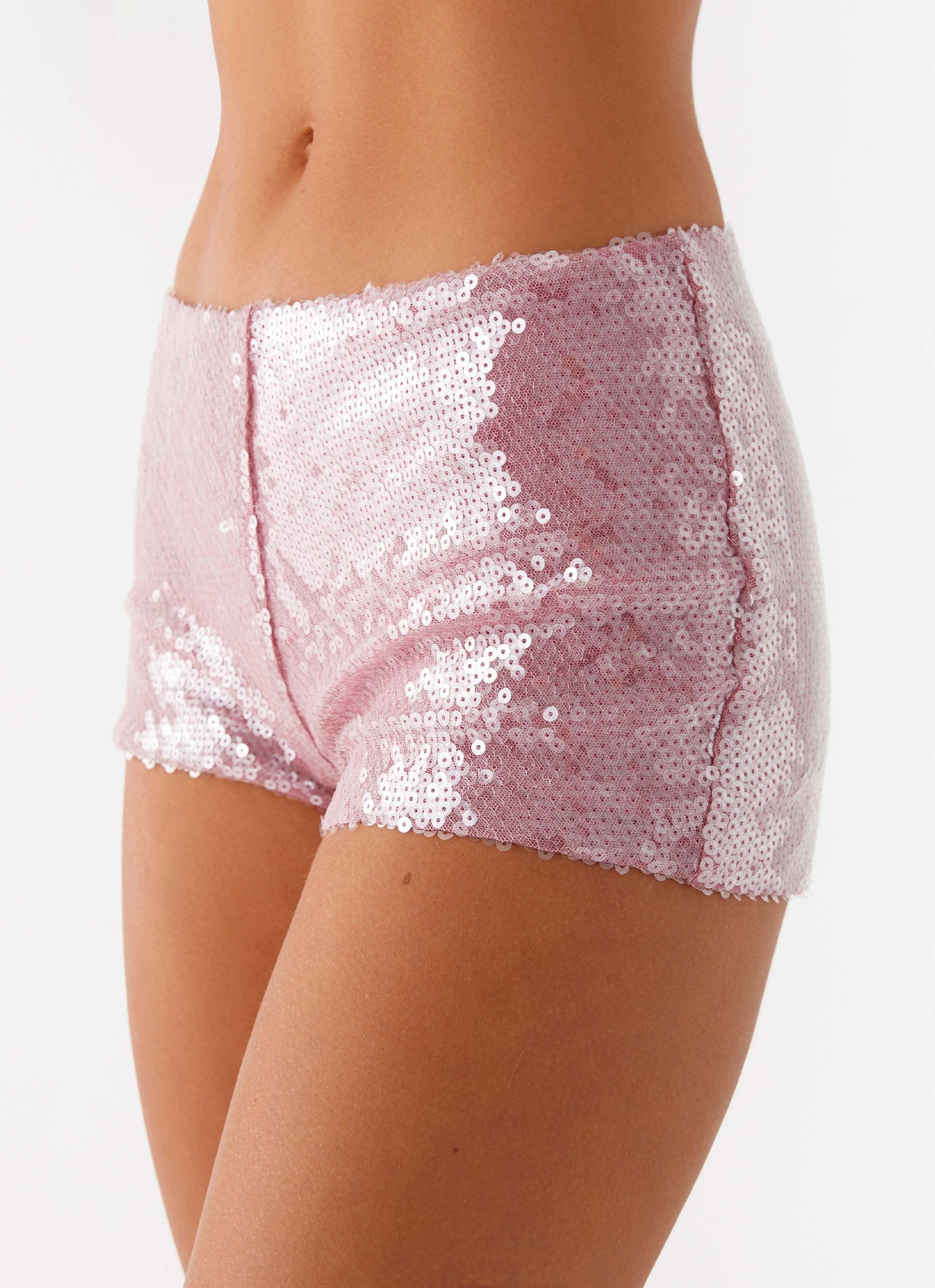 After Midnight Low Rise Sequin Mini Shorts - Pink - Image 7