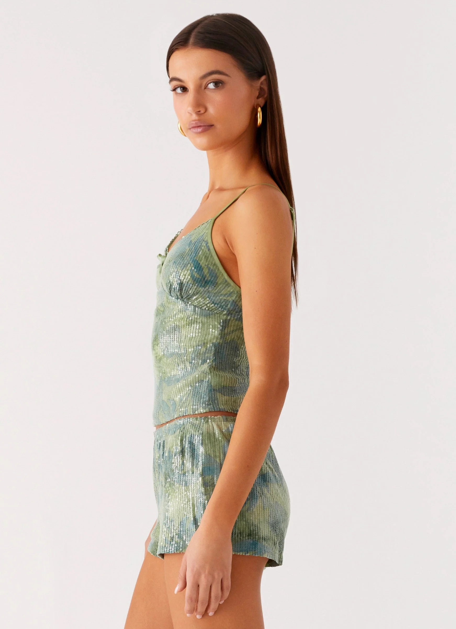 Ajean Sequin Cami Top - Lime Blood - Image 2
