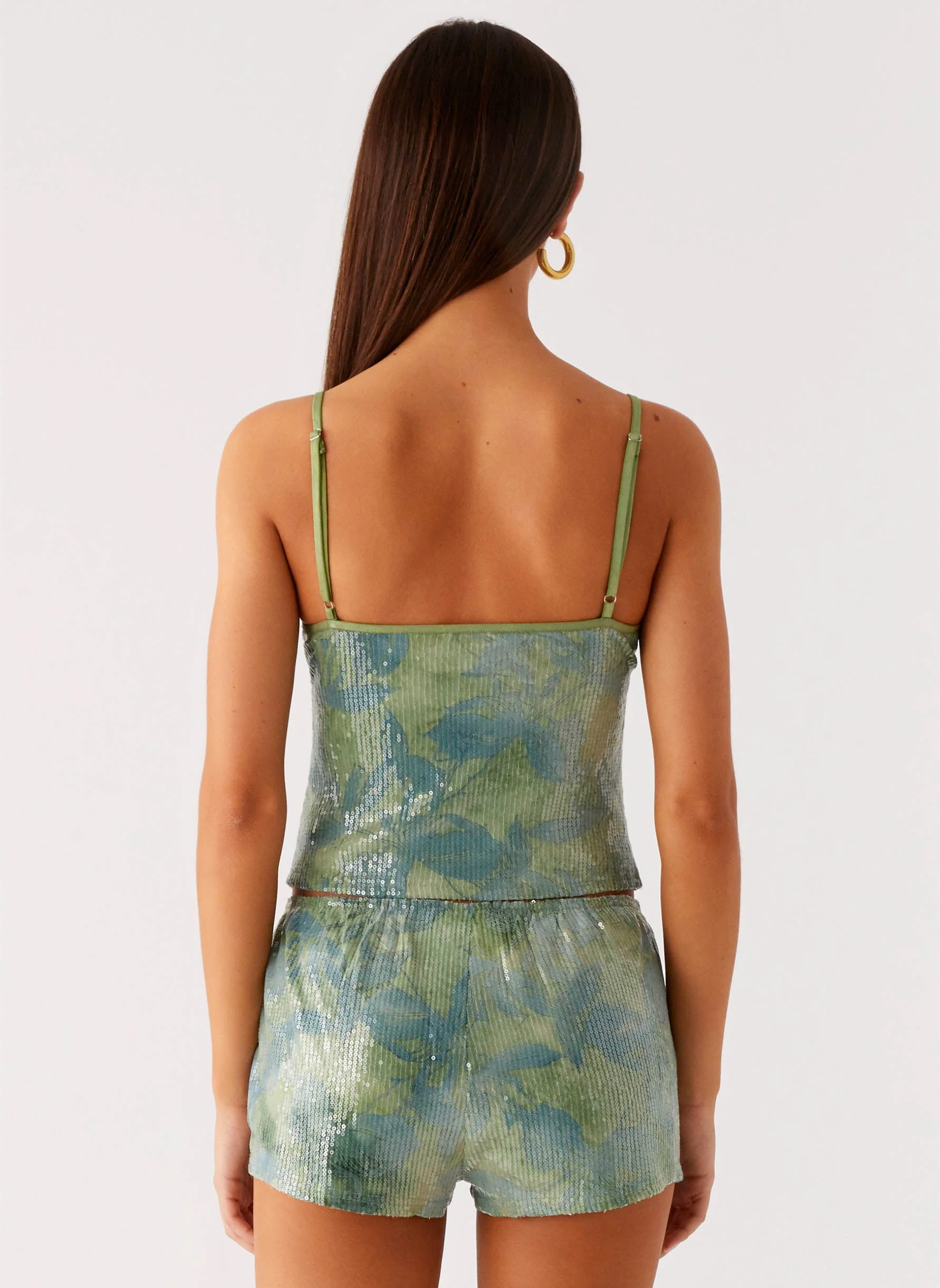 Ajean Sequin Mini Shorts - Lime Blood - Image 8