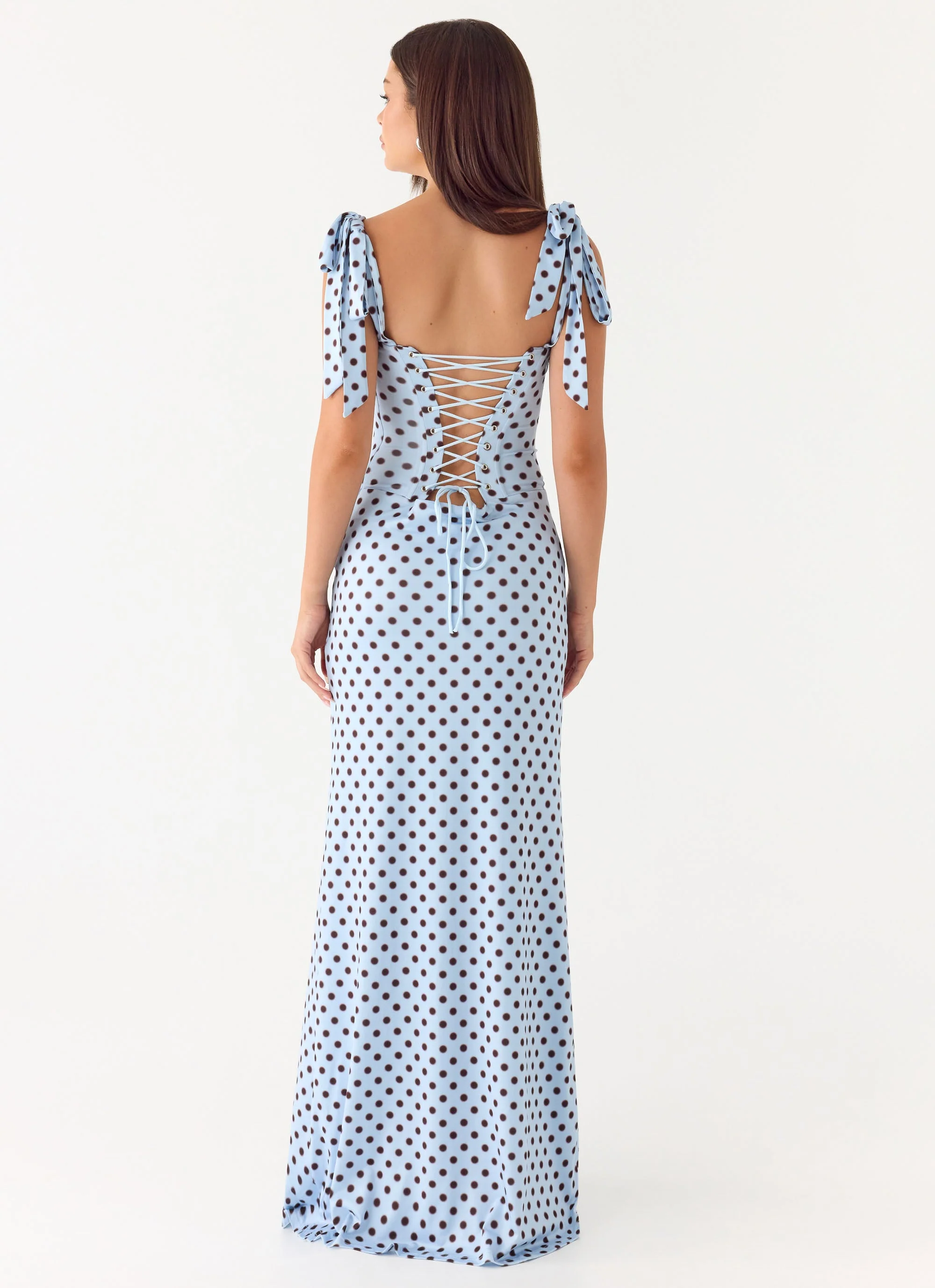 Akil Corset Maxi Dress - Blue Mocha Dot - Image 5