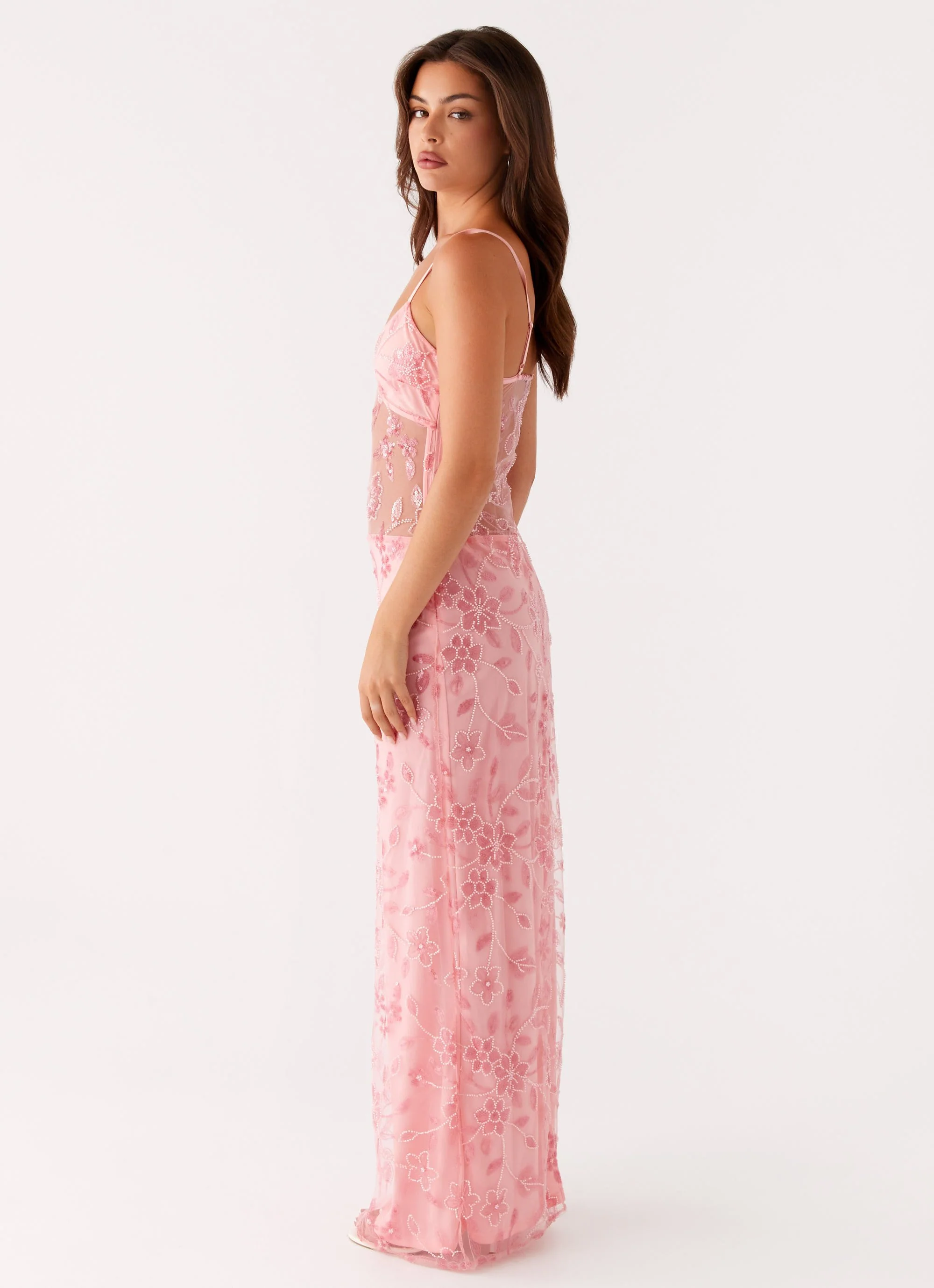 Akira Beaded Maxi Dress - Pink Orange - Image 5