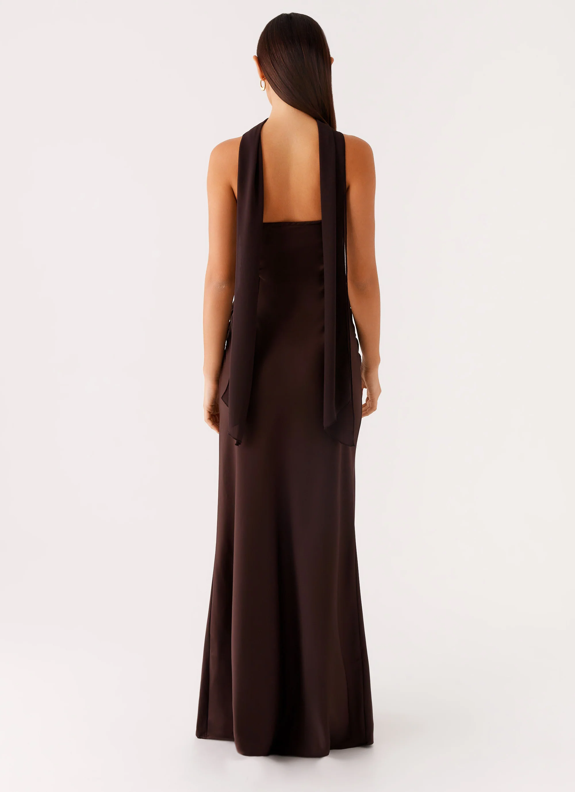 Alaine Scarf Maxi Dress - Dark Chocolate - Image 3
