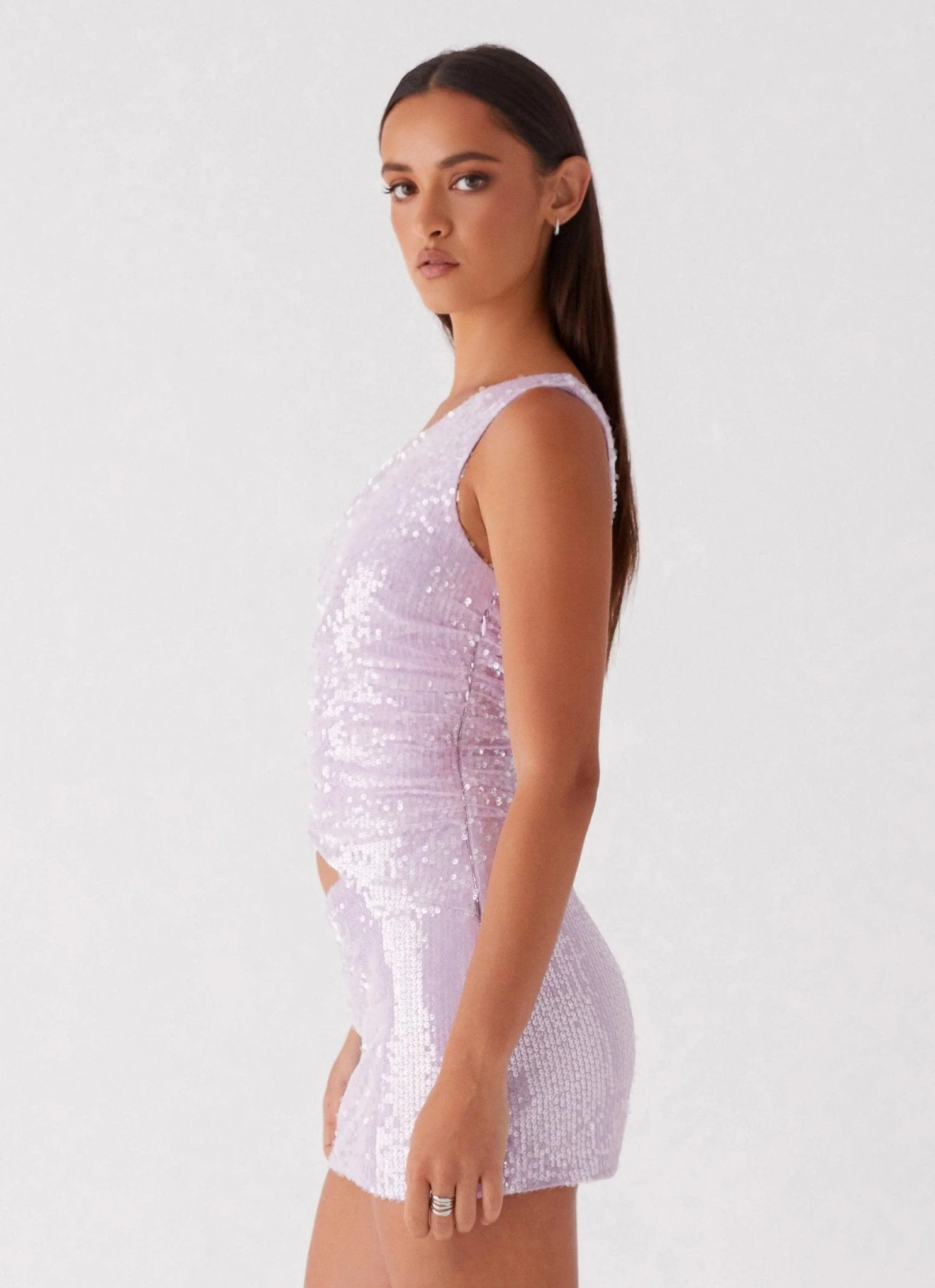 Alannah Sequin Mini Dress - Lilac - Image 6