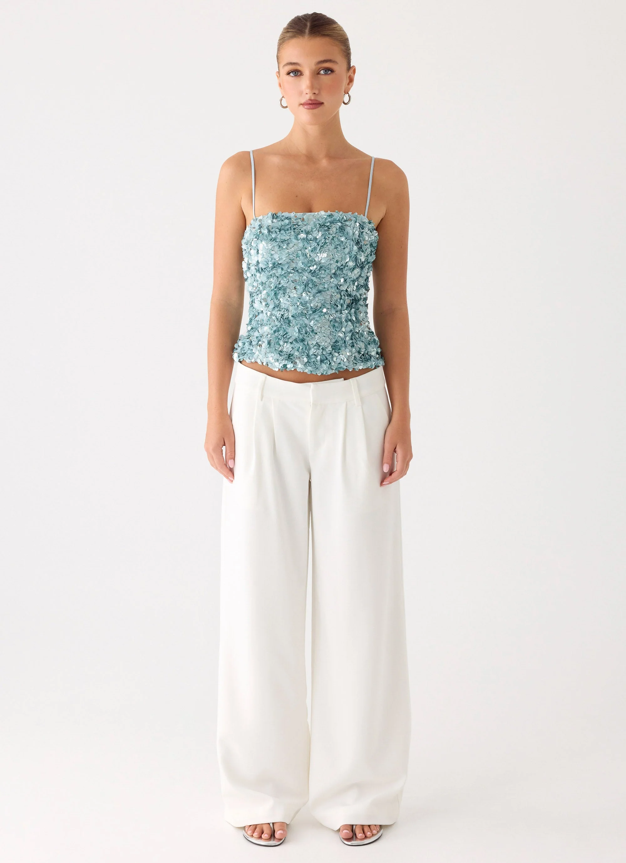 Alayna Sequin Top - Aqua - Image 4
