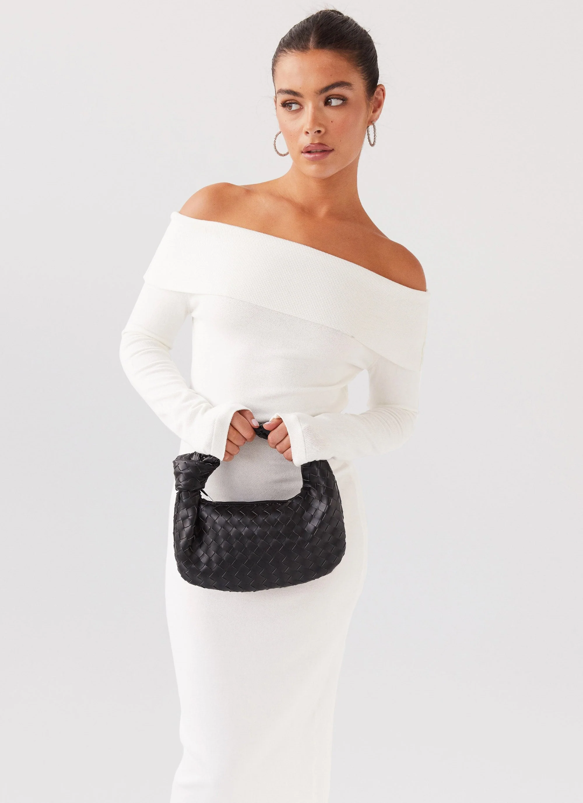 Alexandra Off Shoulder Knit Maxi Dress - Ivory - Image 6