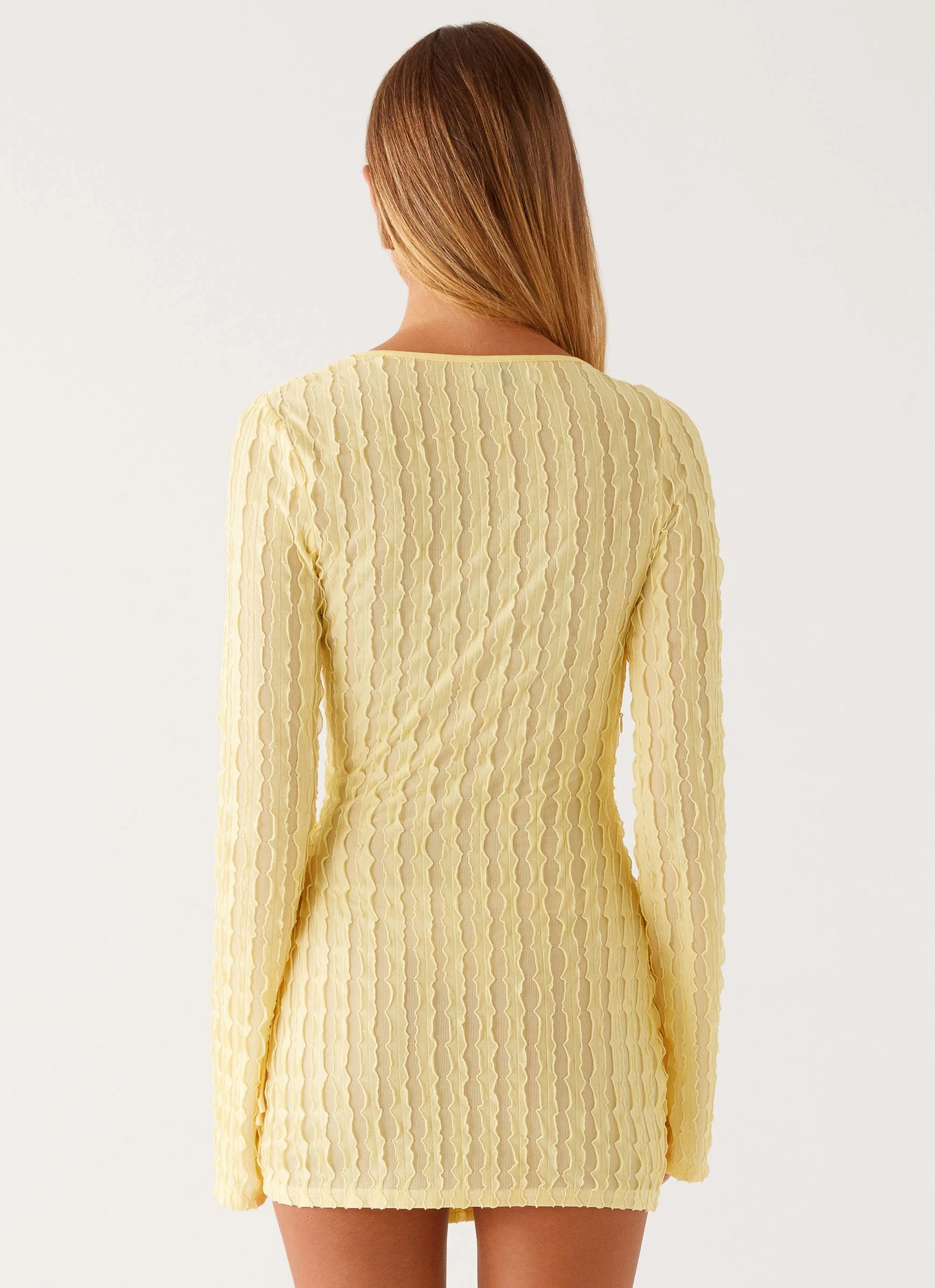 Alfie Mini Dress - Pastel Yellow - Image 2