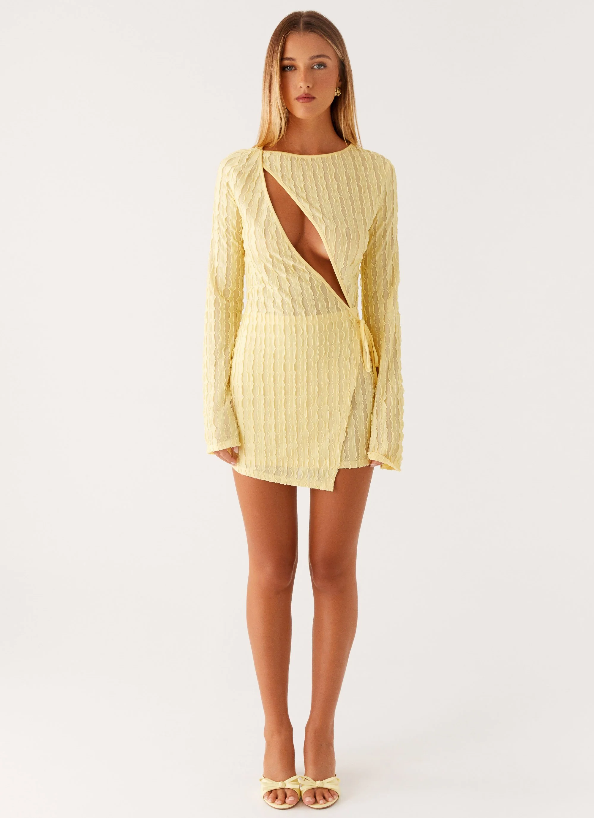 Alfie Mini Dress - Pastel Yellow - Image 3