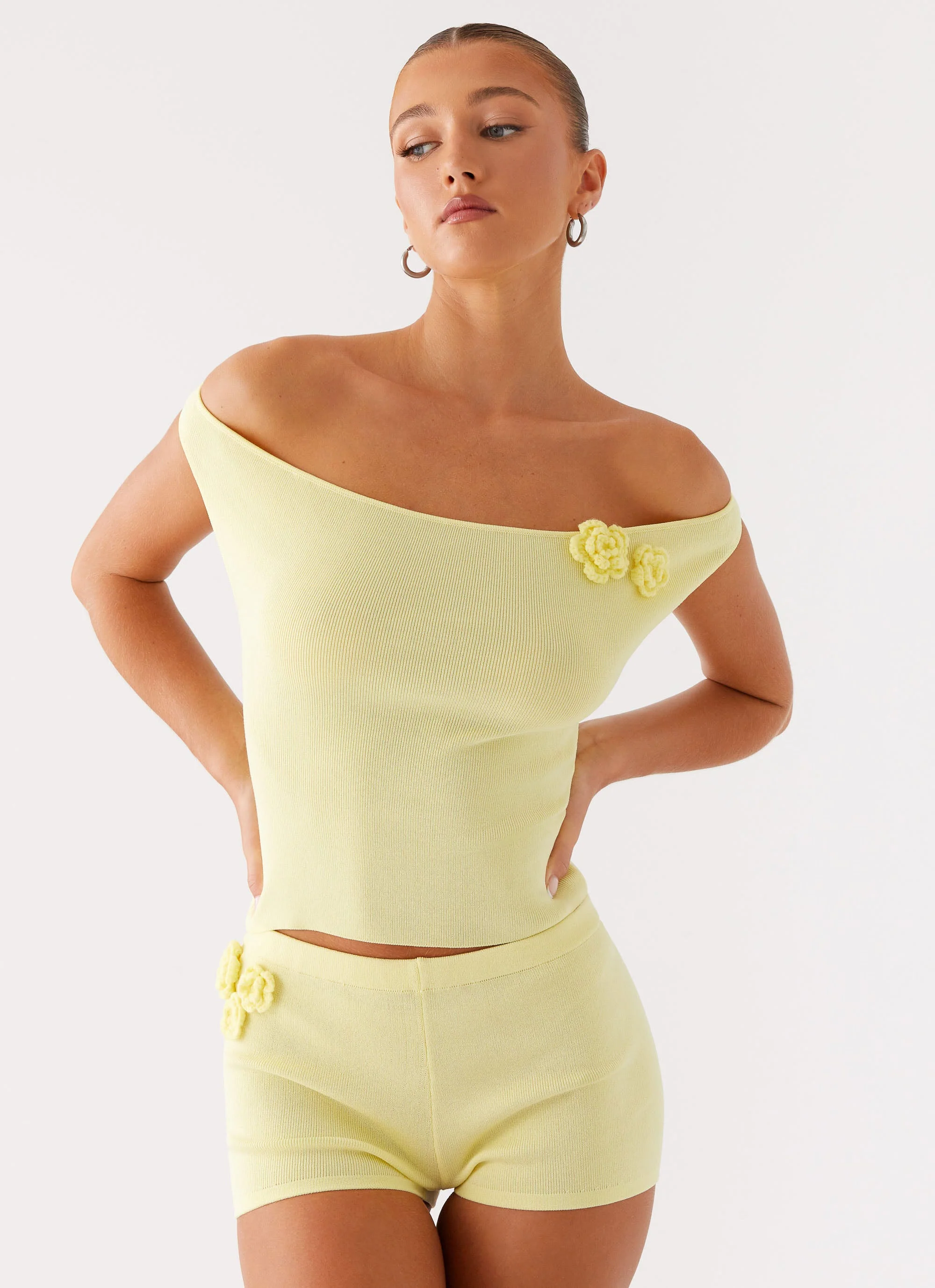 Aliah Knit Shorts - Yellow - Image 6