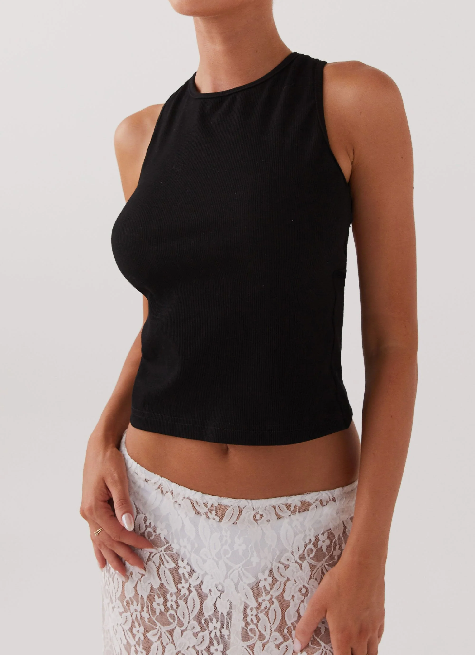 Alice Cut Out Tank Top - Black - Image 5
