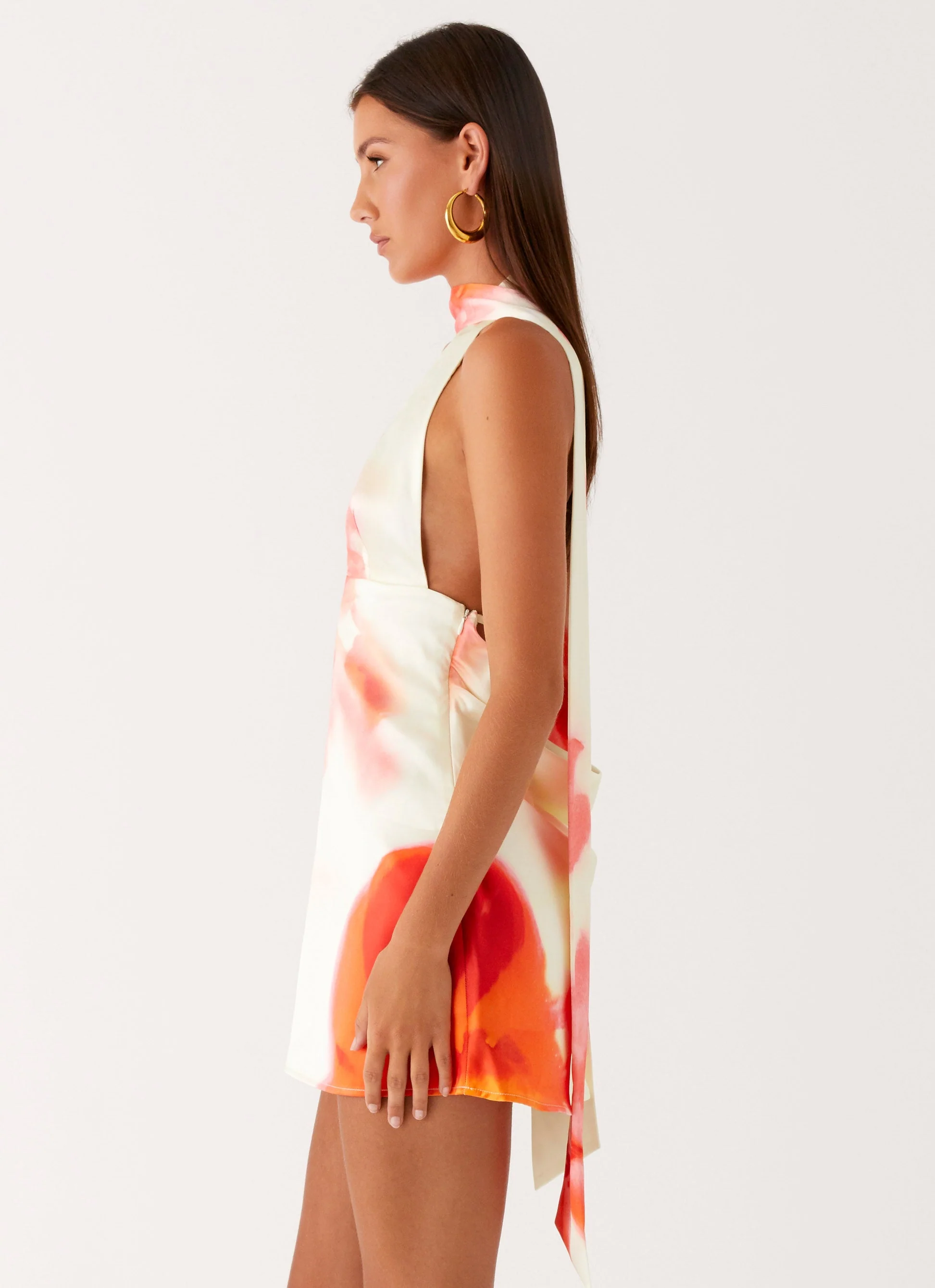 Alicia Satin Halter Mini Dress - Mimosa Blossom - Image 3