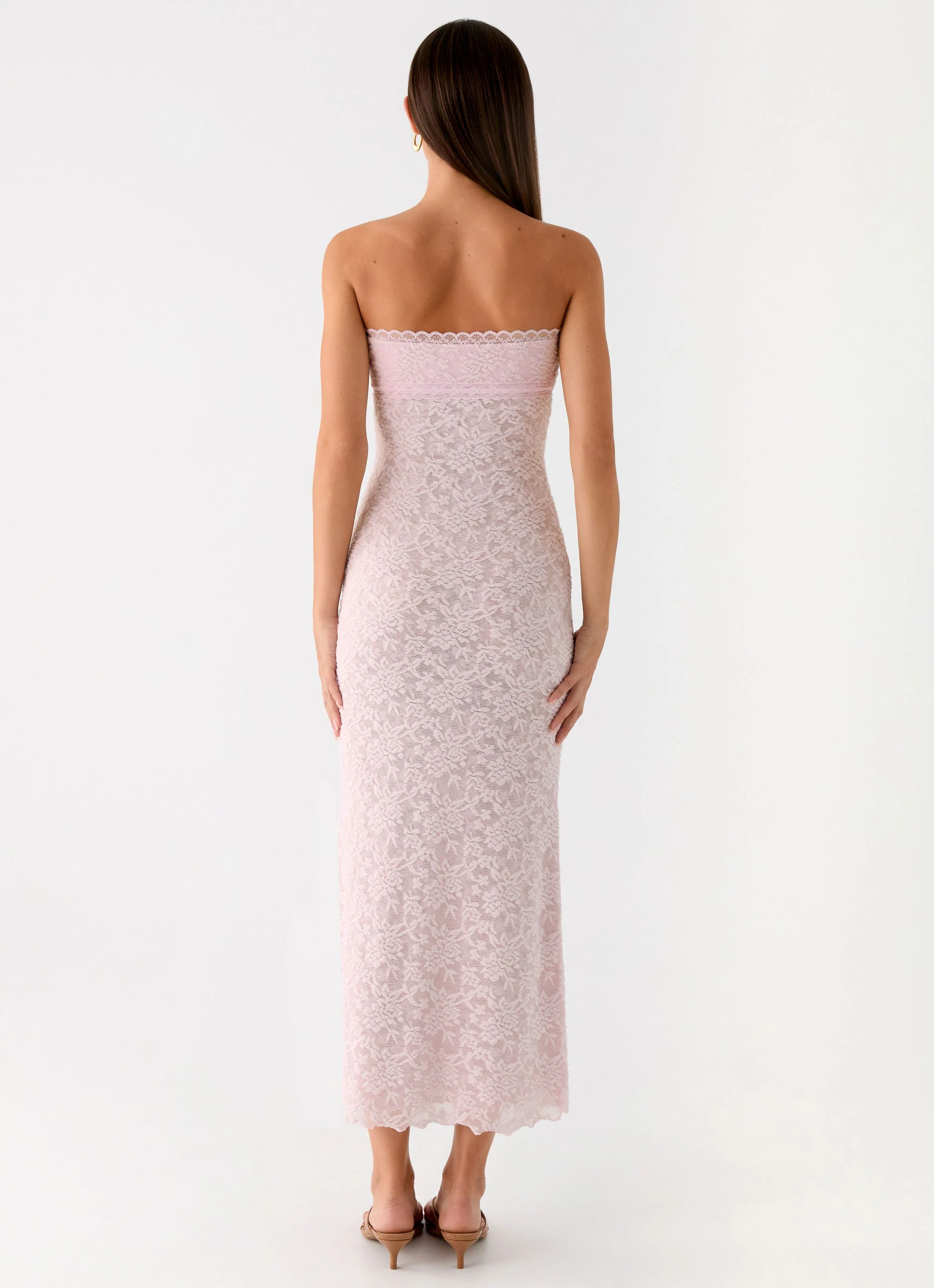 Alida Strapless Jacquard Midi Dress - Pink - Image 4