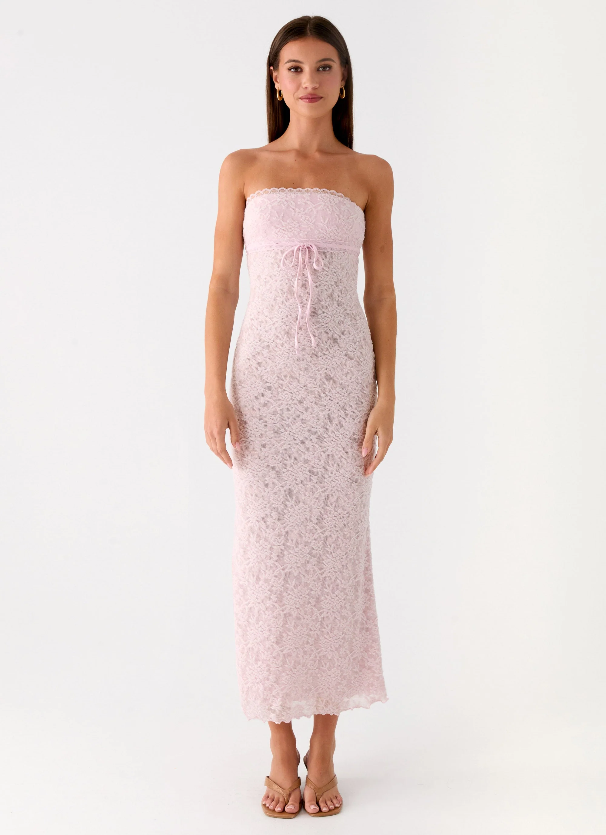 Alida Strapless Jacquard Midi Dress - Pink - Image 5