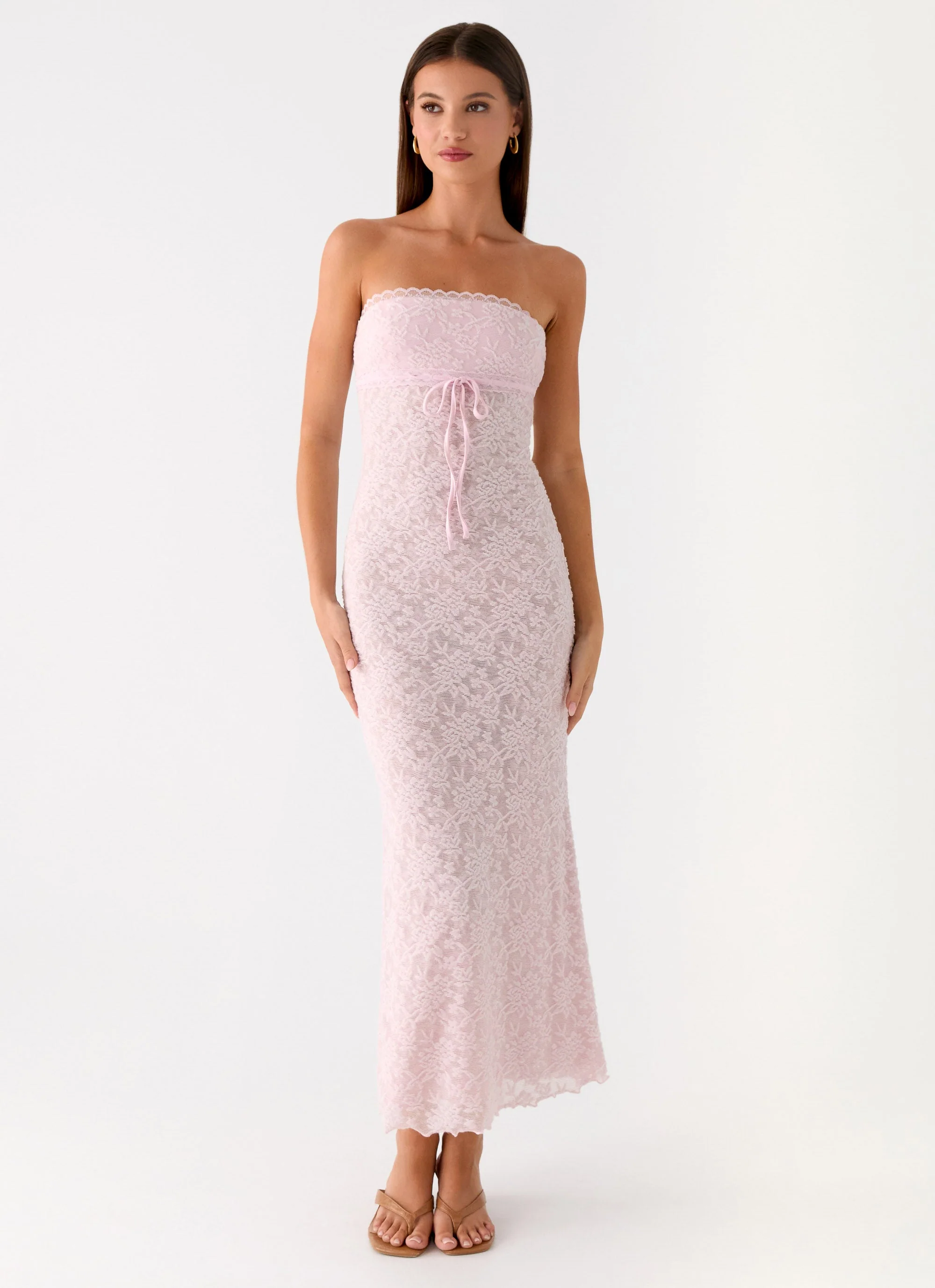 Alida Strapless Jacquard Midi Dress - Pink - Image 6