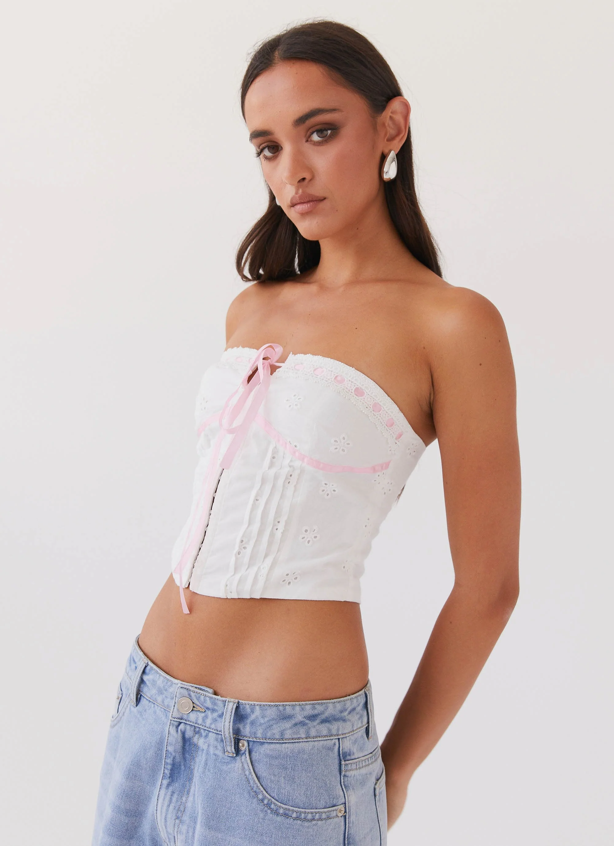 All My Affection Bustier Top - Pink Ribbon - Image 5