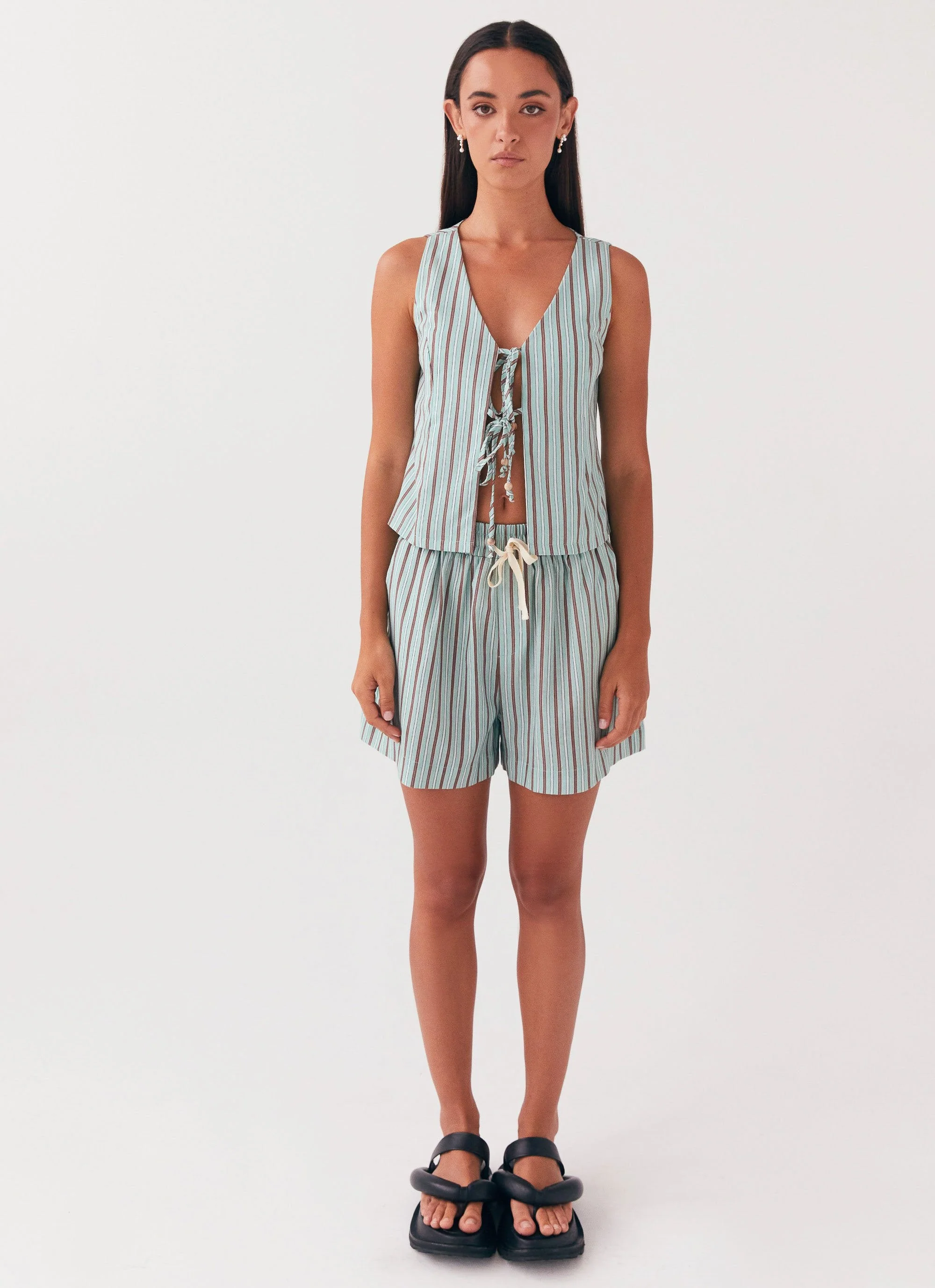 Allania Linen Shorts - Coastal Stripe - Image 2