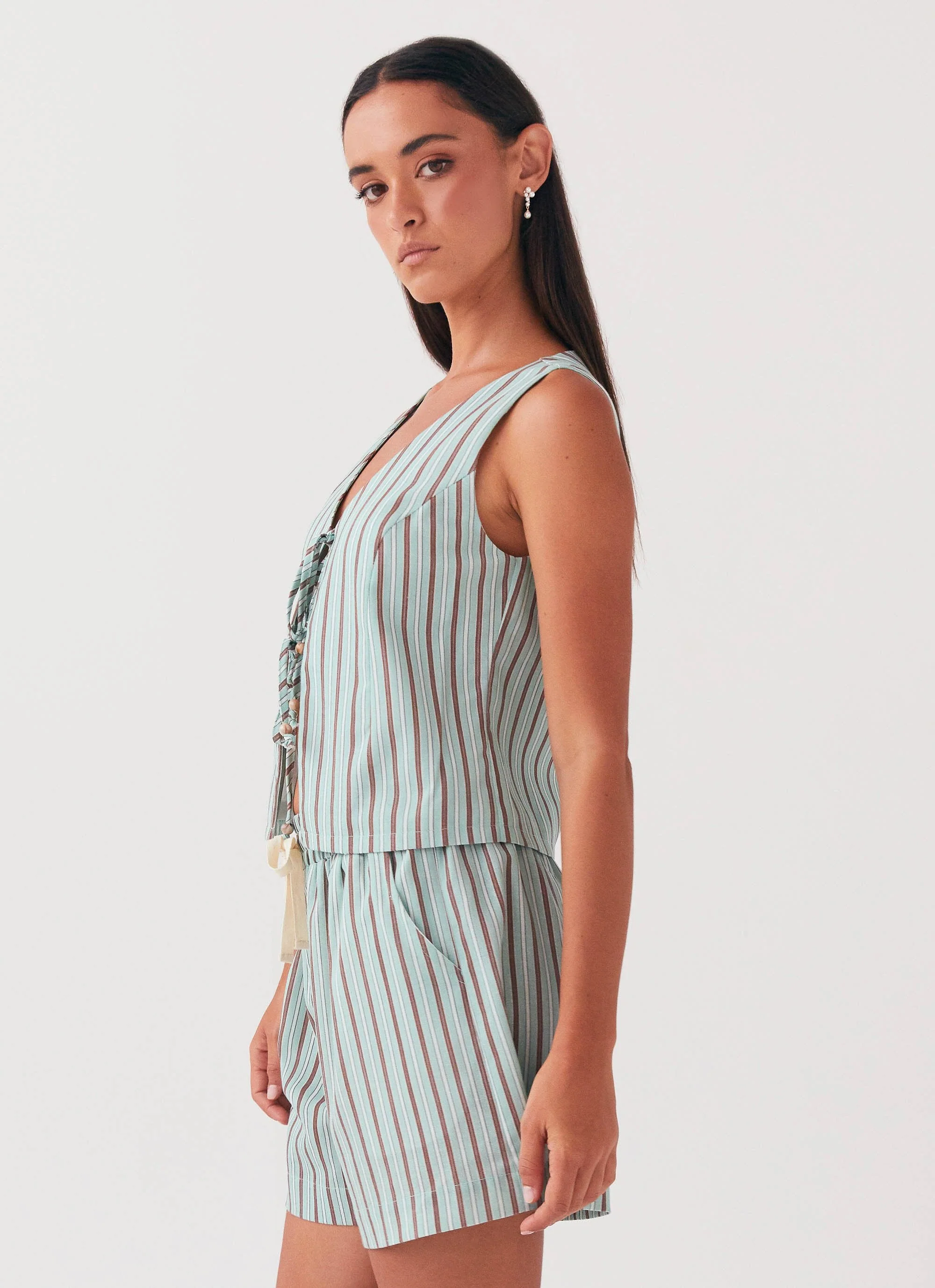 Allania Linen Shorts - Coastal Stripe - Image 3