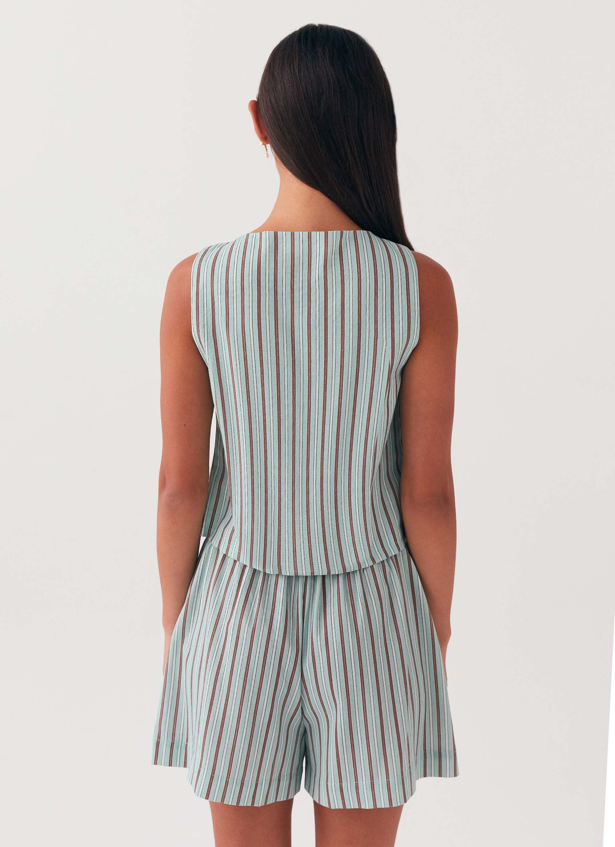 Allania Linen Shorts - Coastal Stripe - Image 4