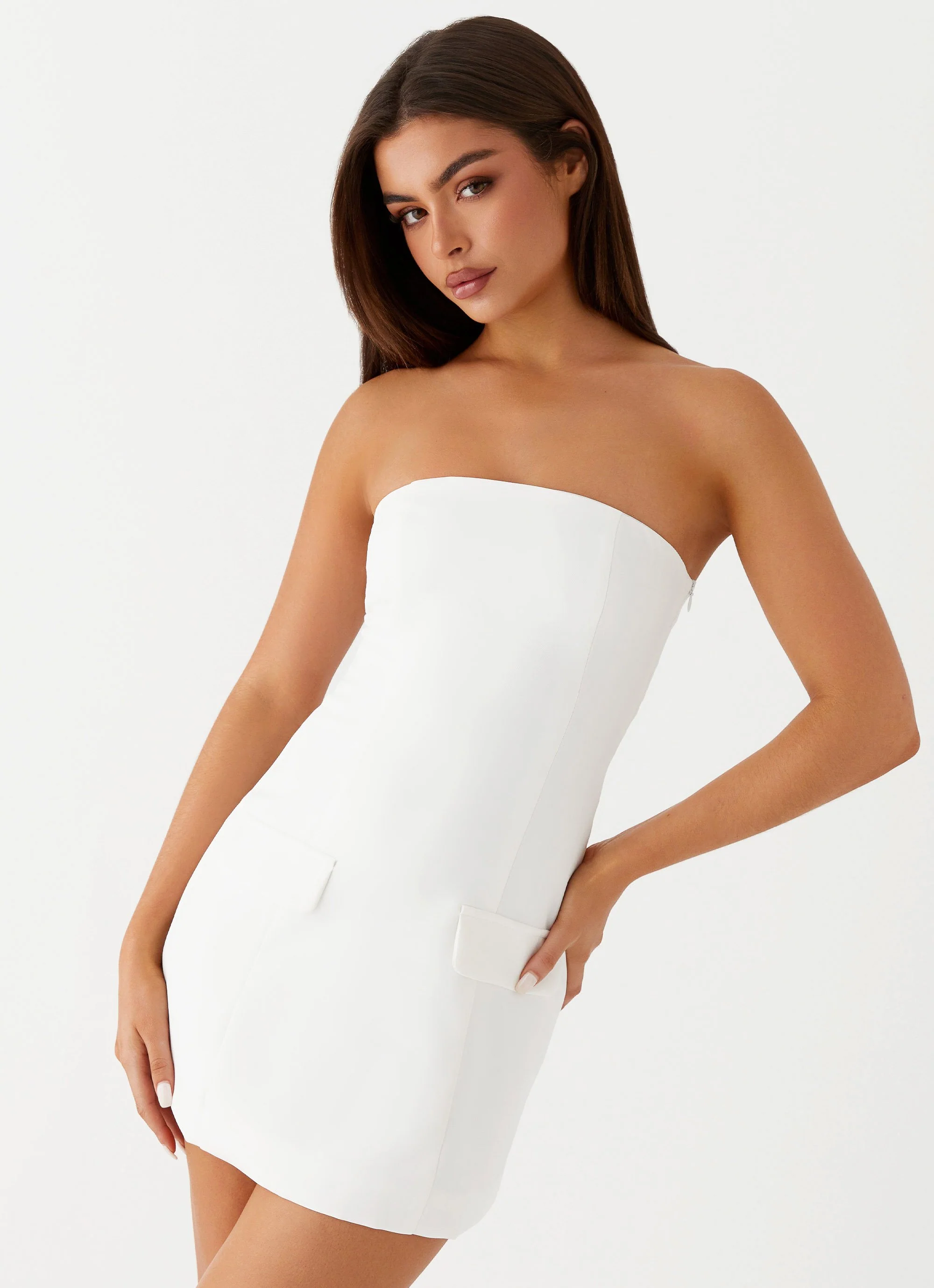 Allora Strapless Mini Dress - White - Image 5