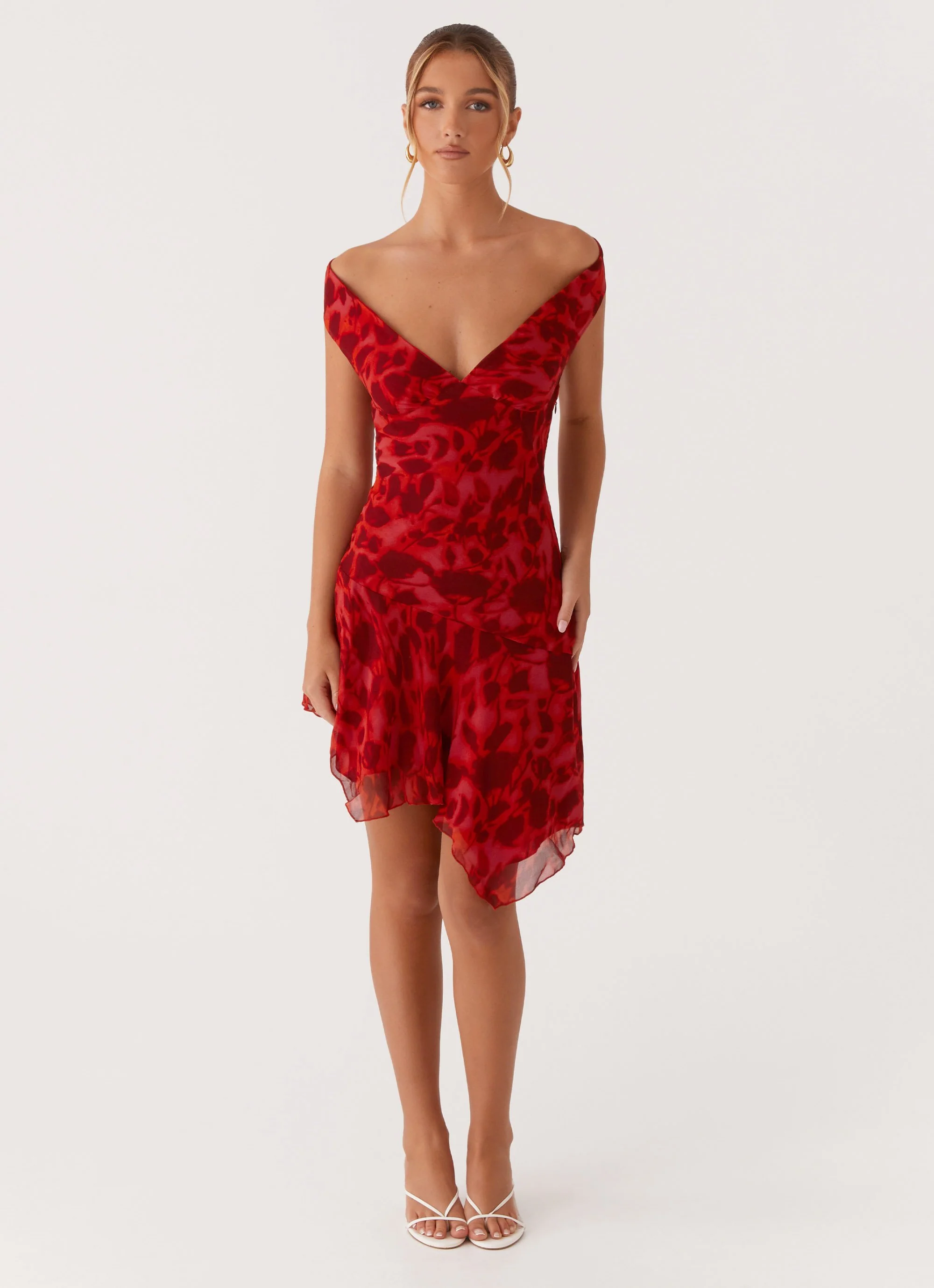 Alma Mini Dress - Deep Red Floral - Image 2