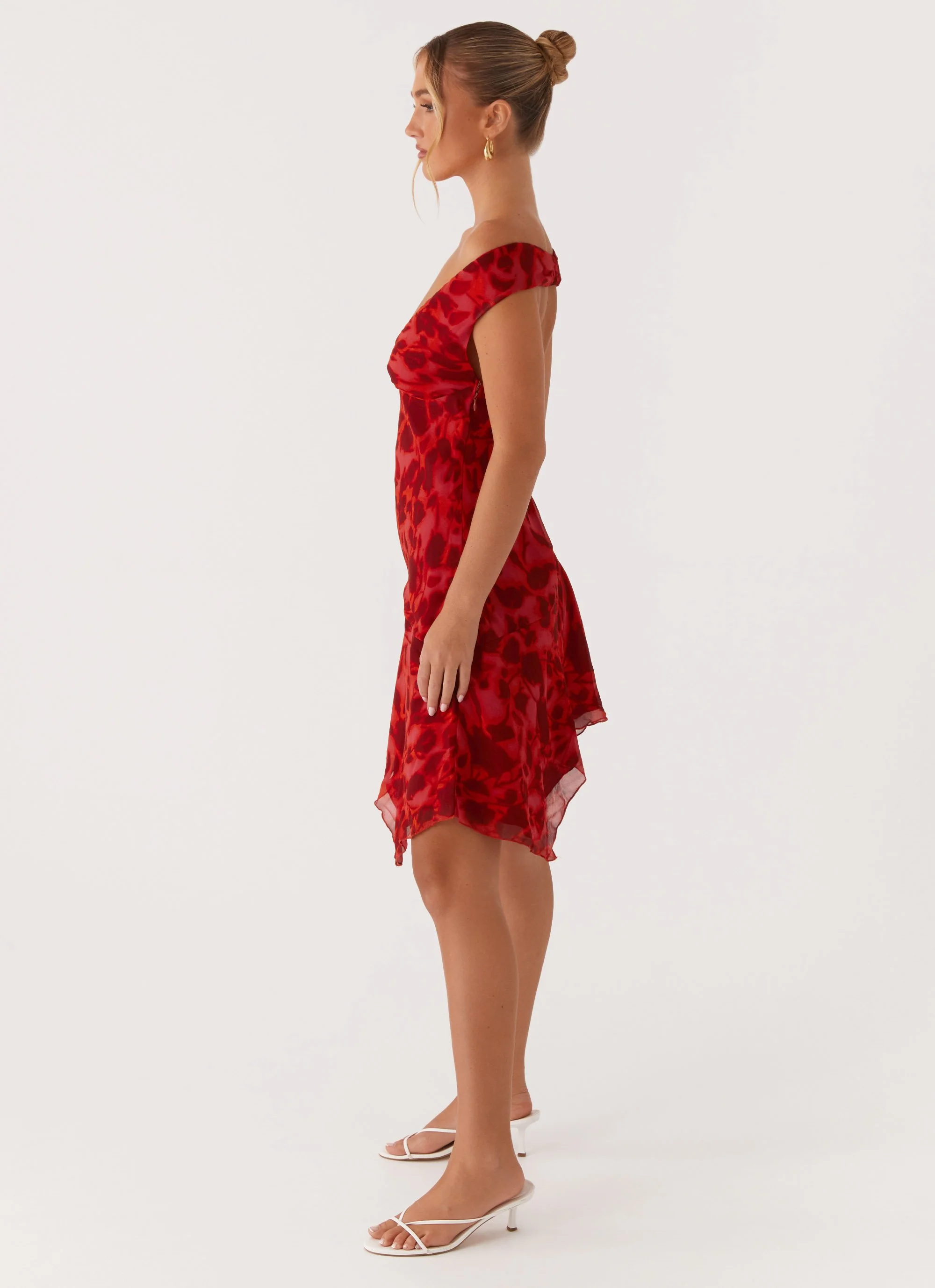 Alma Mini Dress - Deep Red Floral - Image 3